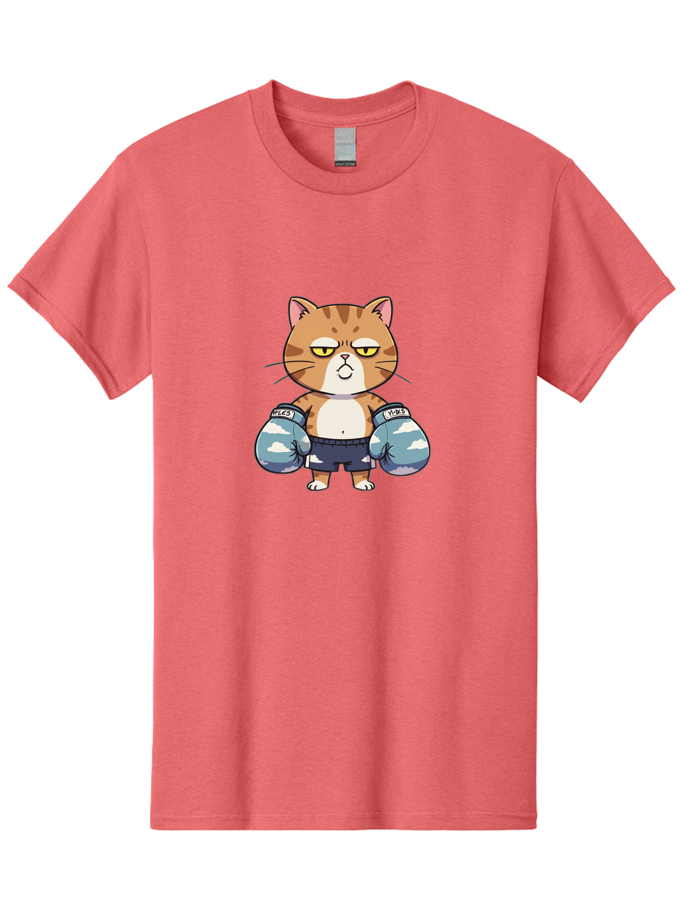Milo-Cat Men'S Graphic Tee, 100% Cotton, Comfortable Casual Summer Wear, Machine Washable, Cartoon Cat, Boxing Gloves, Meows, Cat Boxing, Funny Cat, Animal Character, Cartoon Character, Boxing Cat, Feline, Cat With Gloves, Cat In Shorts Bae505