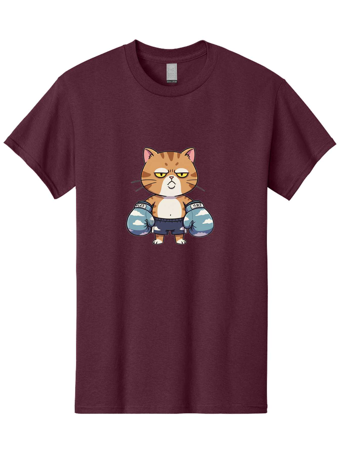Milo-Cat Men'S Graphic Tee, 100% Cotton, Comfortable Casual Summer Wear, Machine Washable, Cartoon Cat, Boxing Gloves, Meows, Cat Boxing, Funny Cat, Animal Character, Cartoon Character, Boxing Cat, Feline, Cat With Gloves, Cat In Shorts Bae505