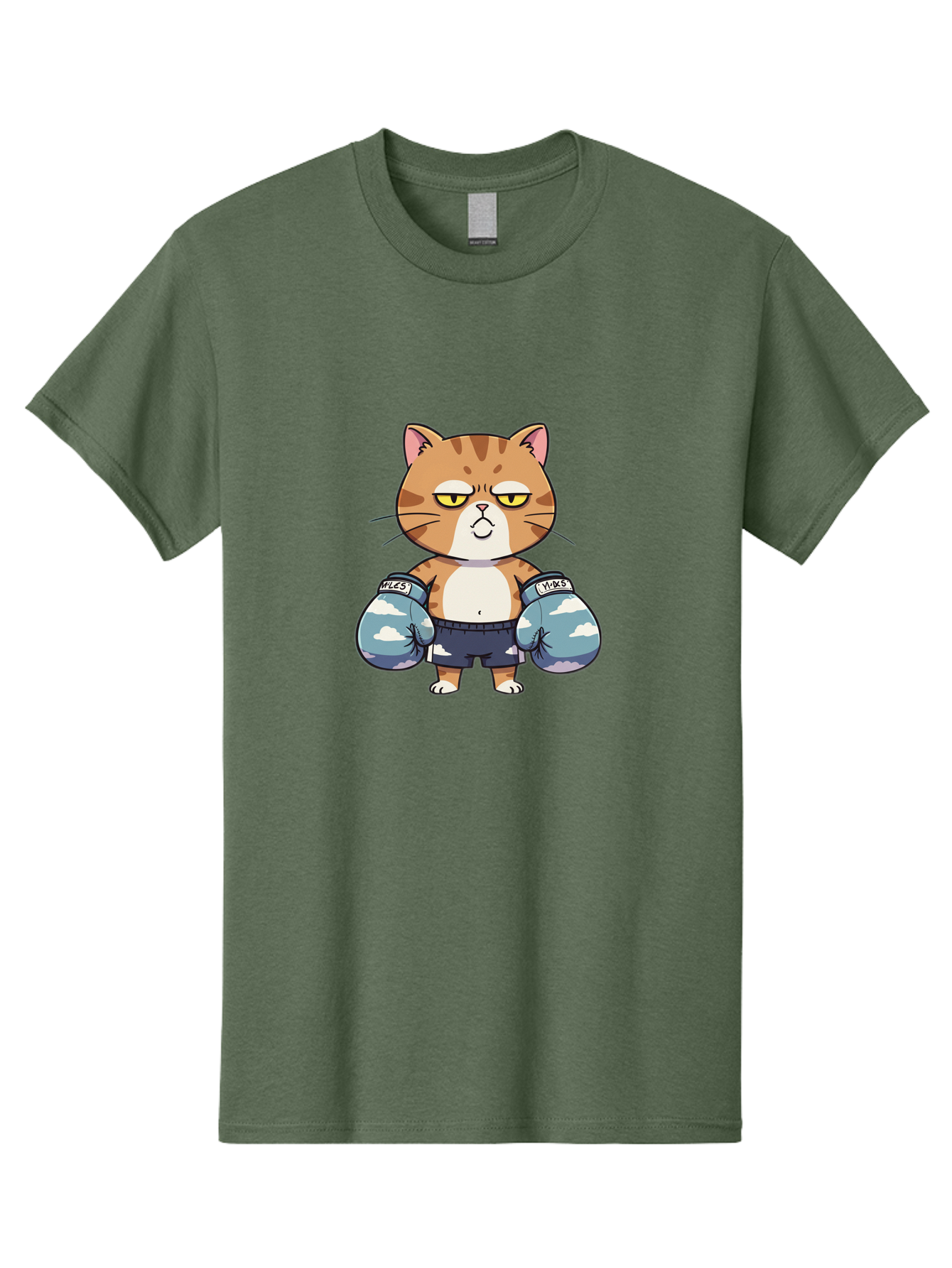 Milo-Cat Men'S Graphic Tee, 100% Cotton, Comfortable Casual Summer Wear, Machine Washable, Cartoon Cat, Boxing Gloves, Meows, Cat Boxing, Funny Cat, Animal Character, Cartoon Character, Boxing Cat, Feline, Cat With Gloves, Cat In Shorts Bae505