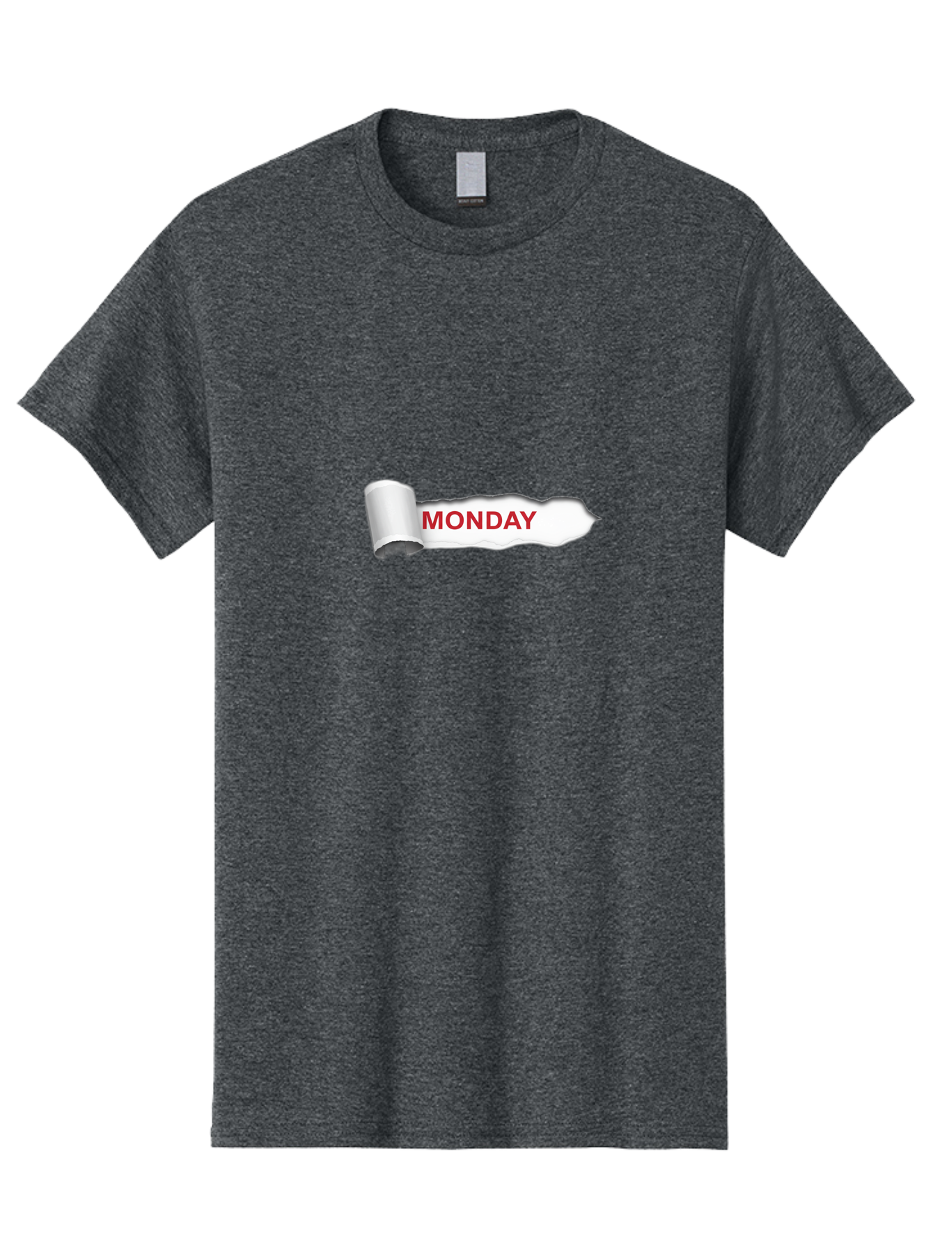 Monday-2 Men'S Graphic Tee, 100% Cotton, Comfortable Casual Summer Wear, Machine Washable, Ripped Paper, Monday Motivation, Bold Red Text, Crumpled Edge, Creative Design, Day Of The Week, Office Decor Bae509