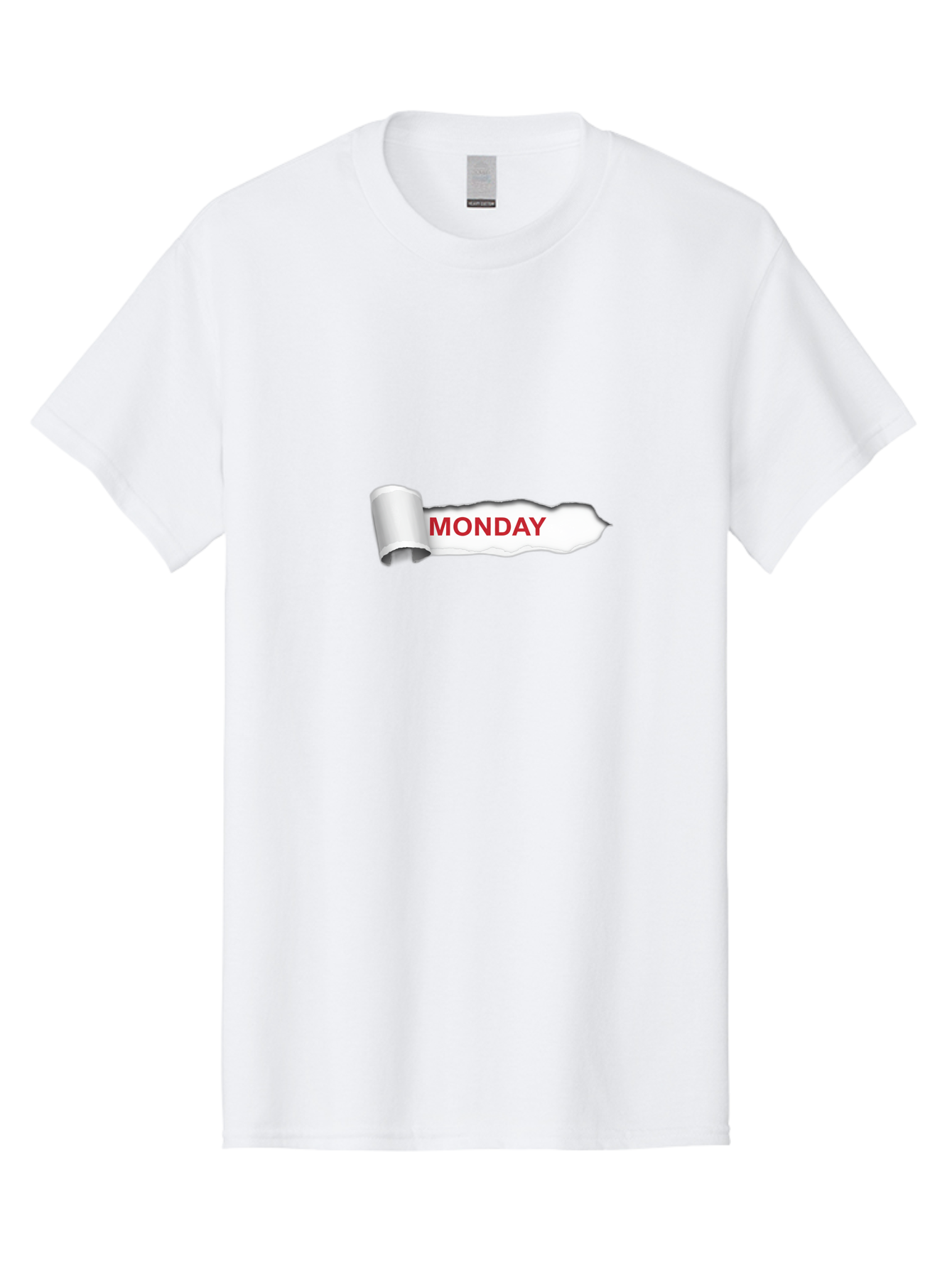 Monday-2 Men'S Graphic Tee, 100% Cotton, Comfortable Casual Summer Wear, Machine Washable, Ripped Paper, Monday Motivation, Bold Red Text, Crumpled Edge, Creative Design, Day Of The Week, Office Decor Bae509