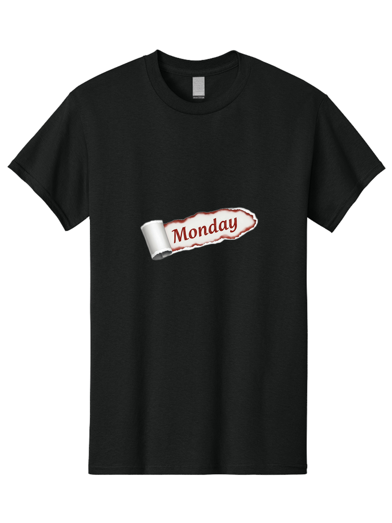 Monday-3 Men'S Graphic Tee, 100% Cotton, Comfortable Casual Summer Wear, Machine Washable, Torn Paper, Monday Text, Red Font, Ripped Edge, Curled Corner, Digital Graphic, Calendar Day Bae510