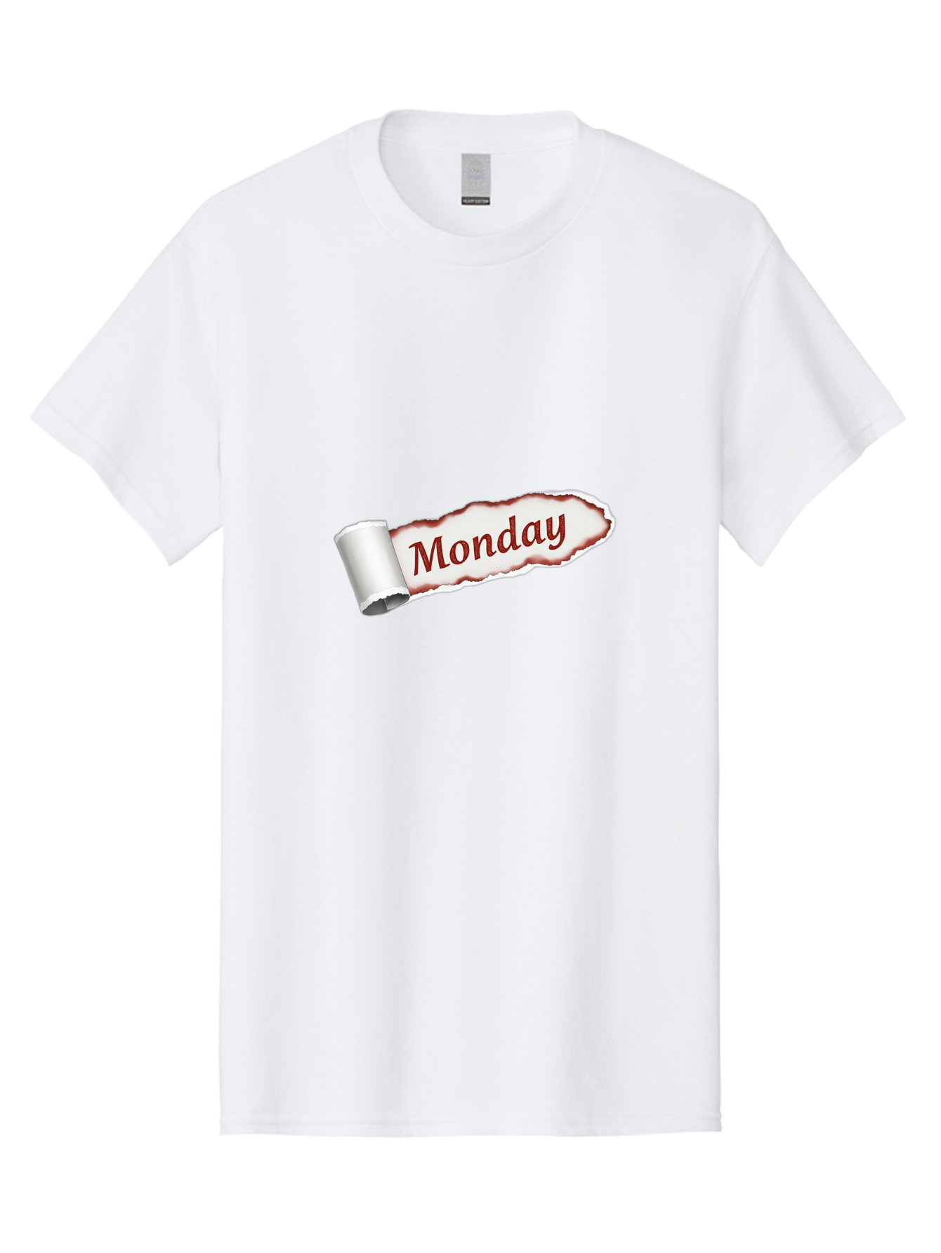 Monday-3 Men'S Graphic Tee, 100% Cotton, Comfortable Casual Summer Wear, Machine Washable, Torn Paper, Monday Text, Red Font, Ripped Edge, Curled Corner, Digital Graphic, Calendar Day Bae510