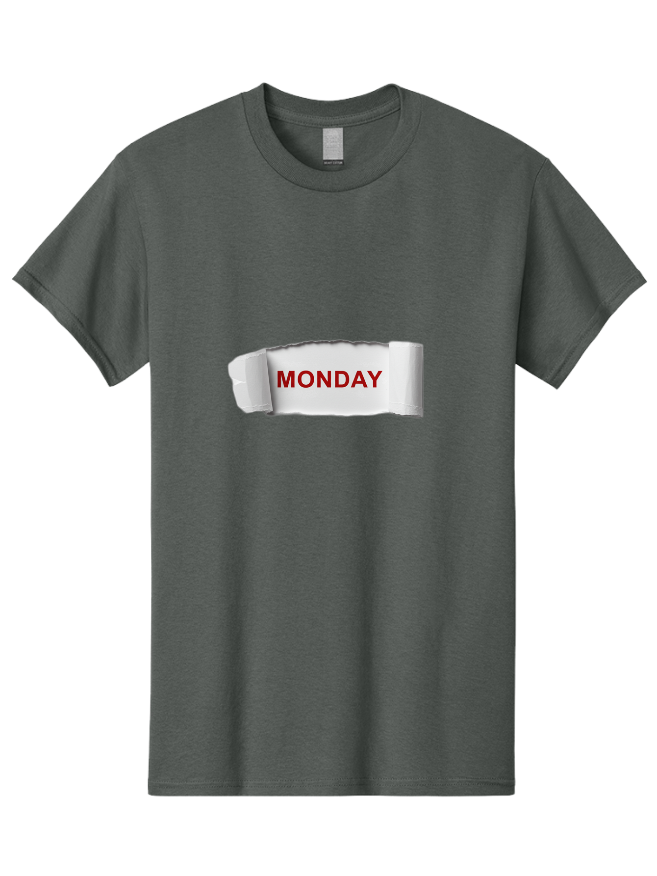 Monday-4 Men'S Graphic Tee, 100% Cotton, Comfortable Casual Summer Wear, Machine Washable, Monday Motivation, Ripped Paper Effect, Red Text, Bold Font, Creative Design, Office Supplies, Workplace Inspiration, Calendar Day, Weekly Reminder Bae511