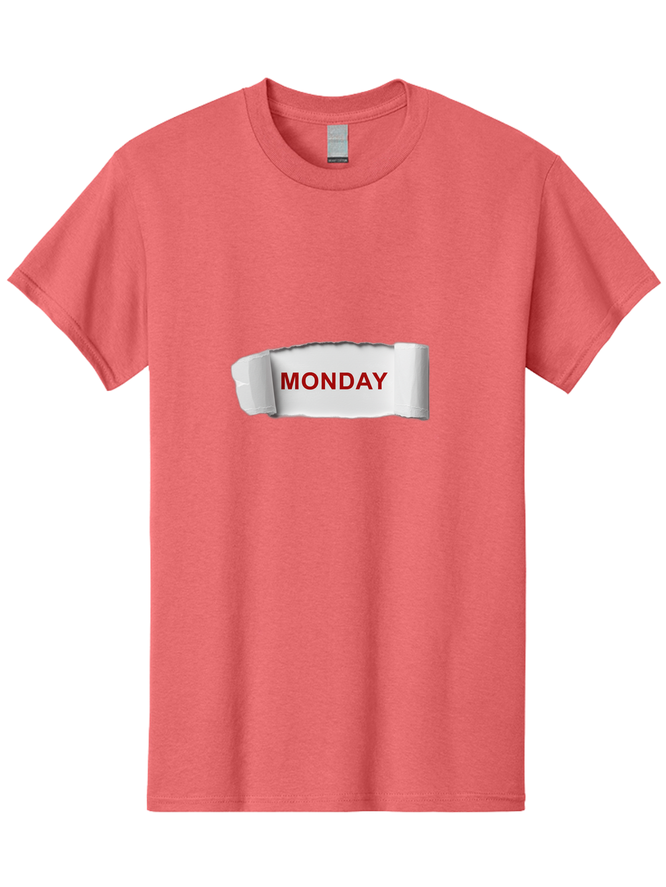 Monday-4 Men'S Graphic Tee, 100% Cotton, Comfortable Casual Summer Wear, Machine Washable, Monday Motivation, Ripped Paper Effect, Red Text, Bold Font, Creative Design, Office Supplies, Workplace Inspiration, Calendar Day, Weekly Reminder Bae511