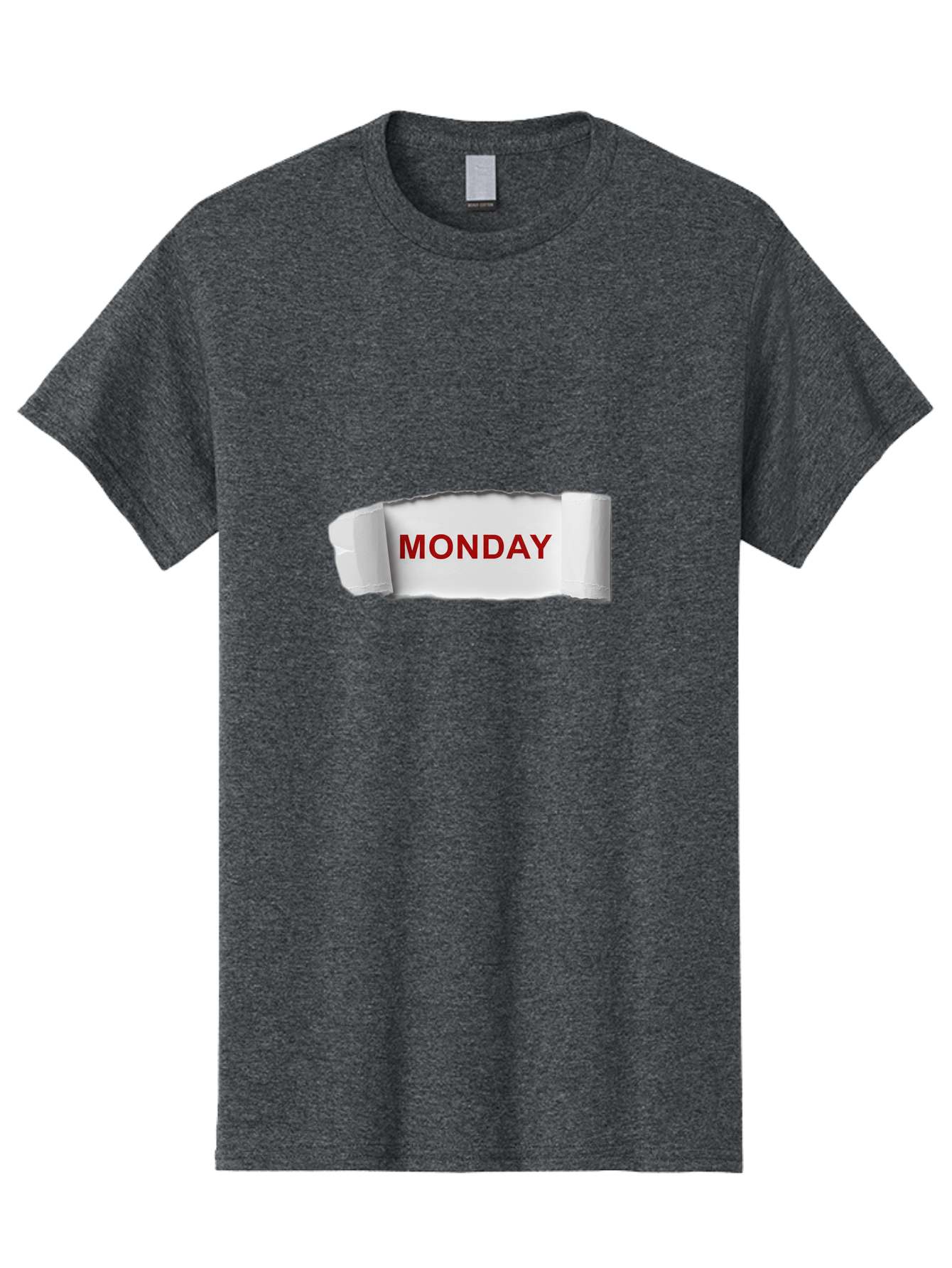 Monday-4 Men'S Graphic Tee, 100% Cotton, Comfortable Casual Summer Wear, Machine Washable, Monday Motivation, Ripped Paper Effect, Red Text, Bold Font, Creative Design, Office Supplies, Workplace Inspiration, Calendar Day, Weekly Reminder Bae511