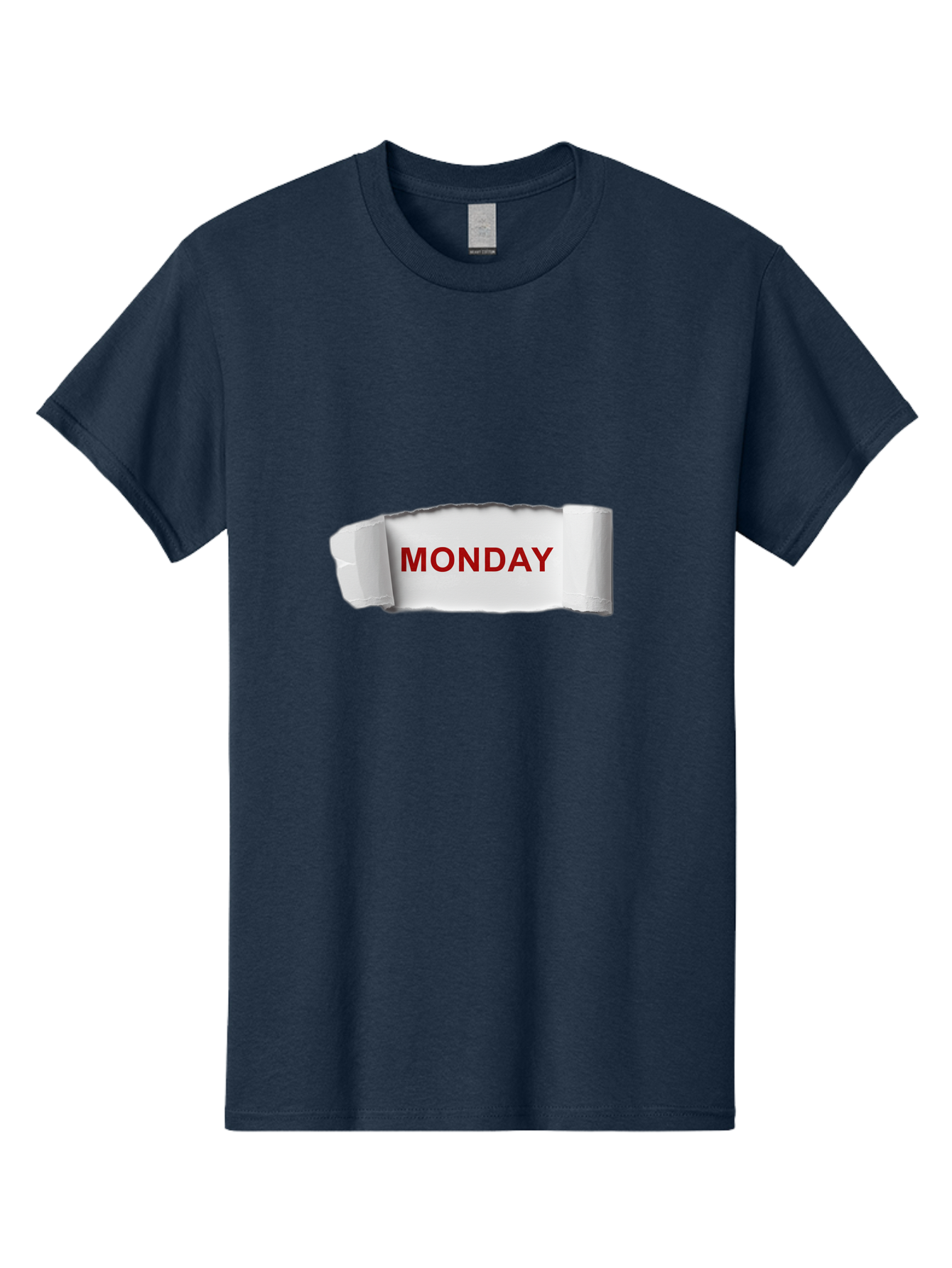 Monday-4 Men'S Graphic Tee, 100% Cotton, Comfortable Casual Summer Wear, Machine Washable, Monday Motivation, Ripped Paper Effect, Red Text, Bold Font, Creative Design, Office Supplies, Workplace Inspiration, Calendar Day, Weekly Reminder Bae511