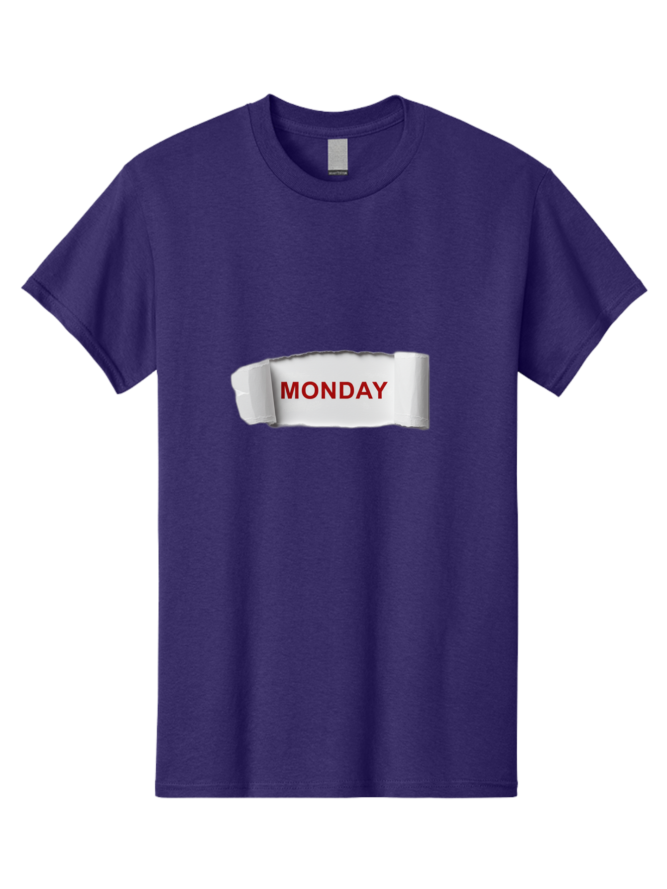 Monday-4 Men'S Graphic Tee, 100% Cotton, Comfortable Casual Summer Wear, Machine Washable, Monday Motivation, Ripped Paper Effect, Red Text, Bold Font, Creative Design, Office Supplies, Workplace Inspiration, Calendar Day, Weekly Reminder Bae511