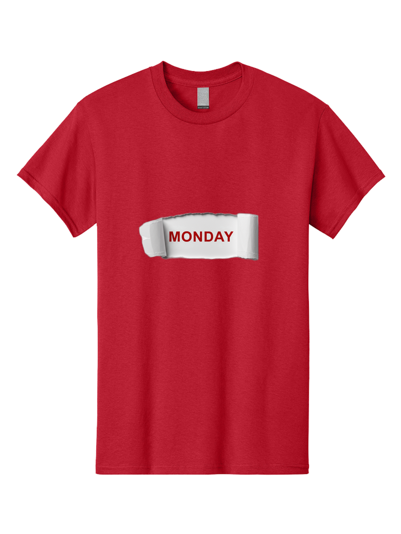 Monday-4 Men'S Graphic Tee, 100% Cotton, Comfortable Casual Summer Wear, Machine Washable, Monday Motivation, Ripped Paper Effect, Red Text, Bold Font, Creative Design, Office Supplies, Workplace Inspiration, Calendar Day, Weekly Reminder Bae511