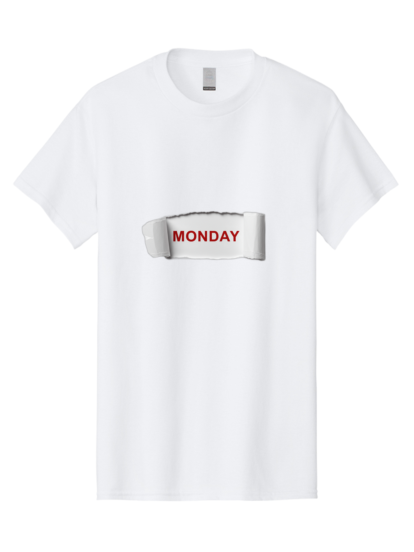 Monday-4 Men'S Graphic Tee, 100% Cotton, Comfortable Casual Summer Wear, Machine Washable, Monday Motivation, Ripped Paper Effect, Red Text, Bold Font, Creative Design, Office Supplies, Workplace Inspiration, Calendar Day, Weekly Reminder Bae511