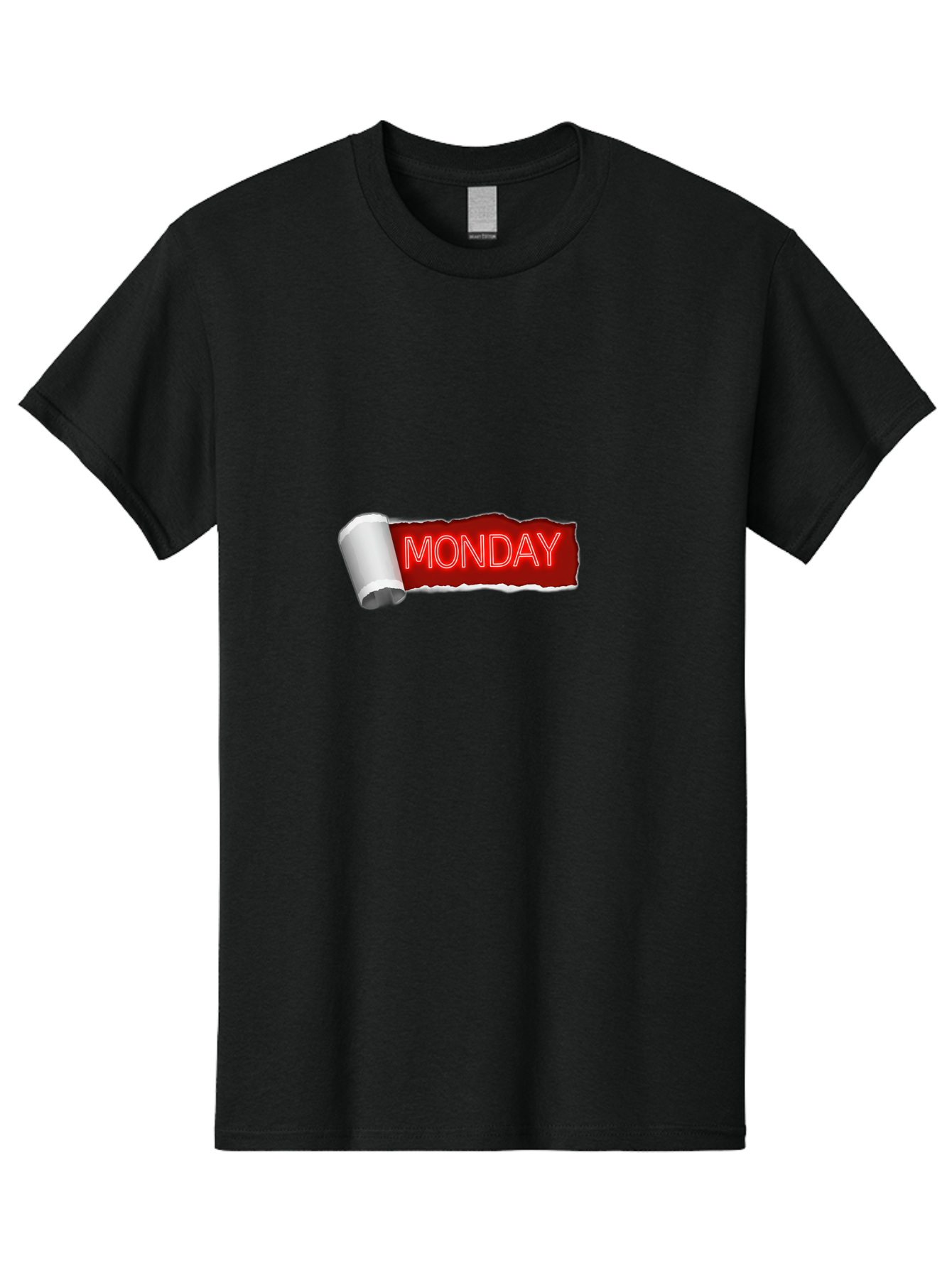 Monday-5 Men'S Graphic Tee, 100% Cotton, Comfortable Casual Summer Wear, Machine Washable, Monday Text, Ripped Paper Effect, Red And White Color Scheme, Bold Font, Weekly Reminder, Morning Motivation, Day Of The Week, Calendar Label Bae512