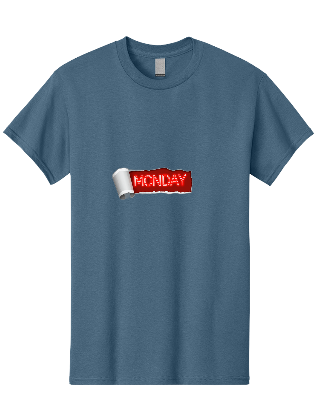 Monday-5 Men'S Graphic Tee, 100% Cotton, Comfortable Casual Summer Wear, Machine Washable, Monday Text, Ripped Paper Effect, Red And White Color Scheme, Bold Font, Weekly Reminder, Morning Motivation, Day Of The Week, Calendar Label Bae512