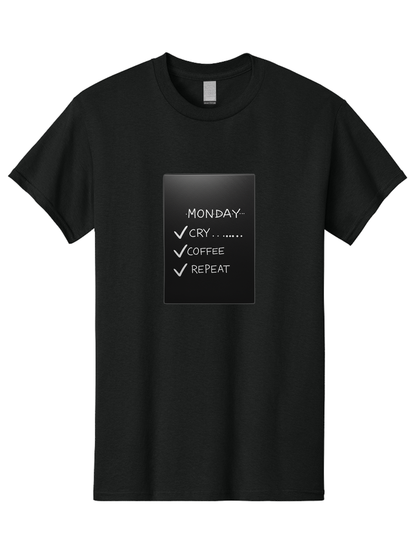 Monday-Cry-Coffee-Repeat-2 Men'S Graphic Tee, 100% Cotton, Comfortable Casual Summer Wear, Machine Washable, Humorous Quote, Monday Motivation, Funny Memes, Coffee Lover, Monday Blues, Motivational Quotes, Relatable Humor Bae515