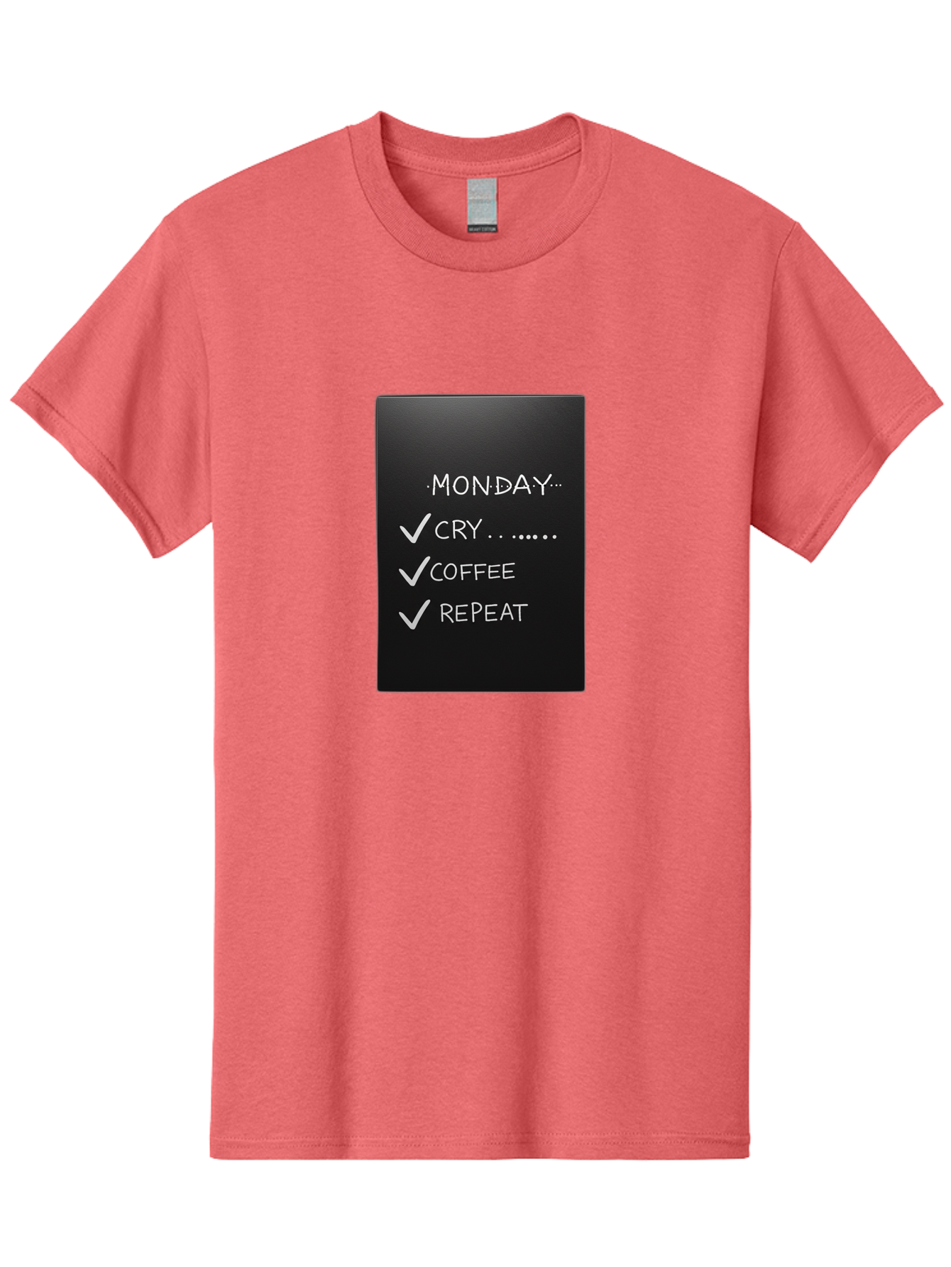 Monday-Cry-Coffee-Repeat-2 Men'S Graphic Tee, 100% Cotton, Comfortable Casual Summer Wear, Machine Washable, Humorous Quote, Monday Motivation, Funny Memes, Coffee Lover, Monday Blues, Motivational Quotes, Relatable Humor Bae515