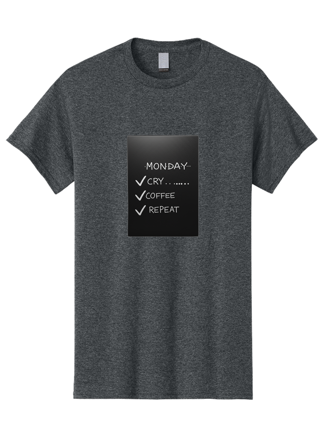 Monday-Cry-Coffee-Repeat-2 Men'S Graphic Tee, 100% Cotton, Comfortable Casual Summer Wear, Machine Washable, Humorous Quote, Monday Motivation, Funny Memes, Coffee Lover, Monday Blues, Motivational Quotes, Relatable Humor Bae515