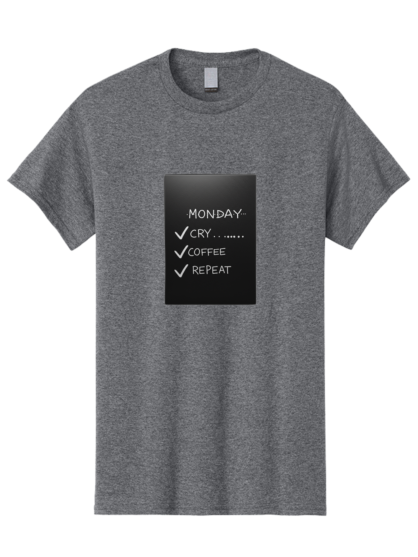 Monday-Cry-Coffee-Repeat-2 Men'S Graphic Tee, 100% Cotton, Comfortable Casual Summer Wear, Machine Washable, Humorous Quote, Monday Motivation, Funny Memes, Coffee Lover, Monday Blues, Motivational Quotes, Relatable Humor Bae515
