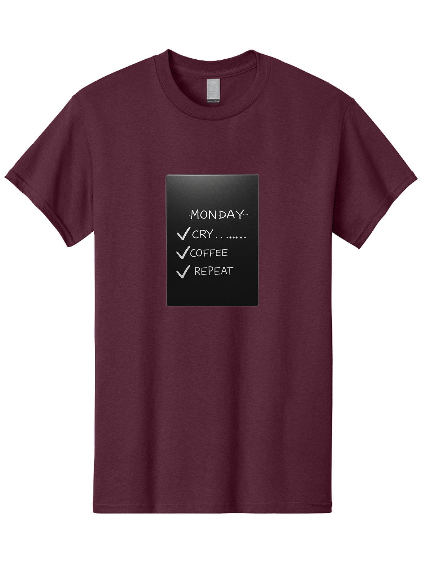 Monday-Cry-Coffee-Repeat-2 Men'S Graphic Tee, 100% Cotton, Comfortable Casual Summer Wear, Machine Washable, Humorous Quote, Monday Motivation, Funny Memes, Coffee Lover, Monday Blues, Motivational Quotes, Relatable Humor Bae515