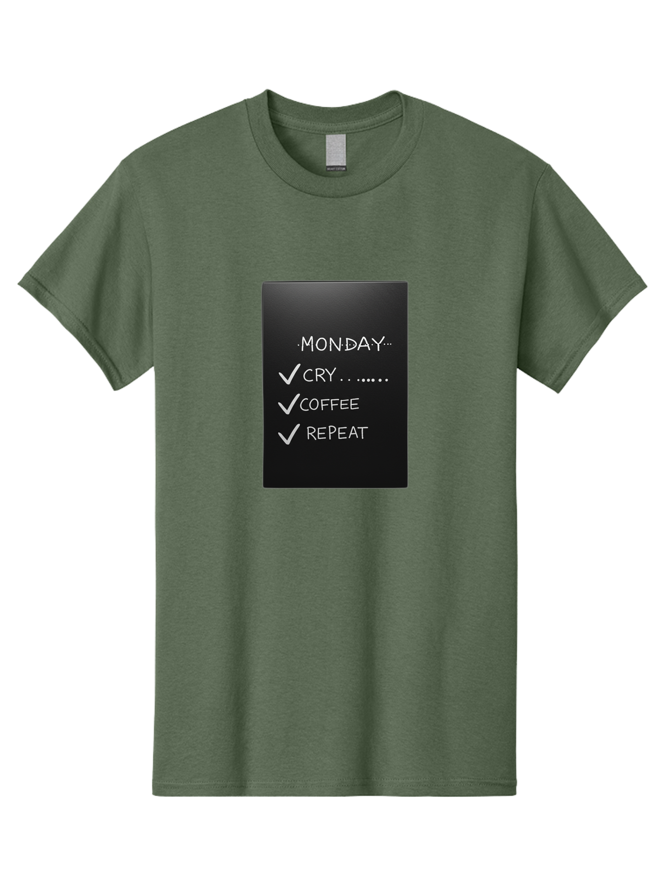 Monday-Cry-Coffee-Repeat-2 Men'S Graphic Tee, 100% Cotton, Comfortable Casual Summer Wear, Machine Washable, Humorous Quote, Monday Motivation, Funny Memes, Coffee Lover, Monday Blues, Motivational Quotes, Relatable Humor Bae515
