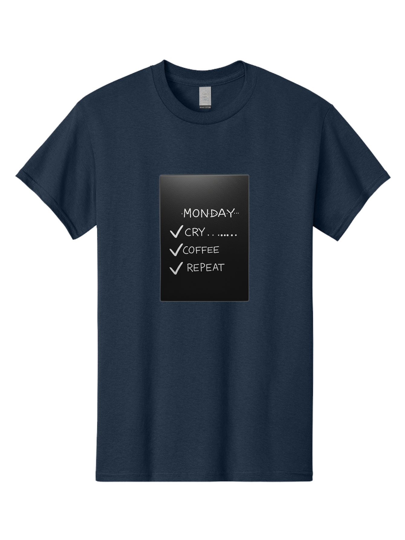 Monday-Cry-Coffee-Repeat-2 Men'S Graphic Tee, 100% Cotton, Comfortable Casual Summer Wear, Machine Washable, Humorous Quote, Monday Motivation, Funny Memes, Coffee Lover, Monday Blues, Motivational Quotes, Relatable Humor Bae515