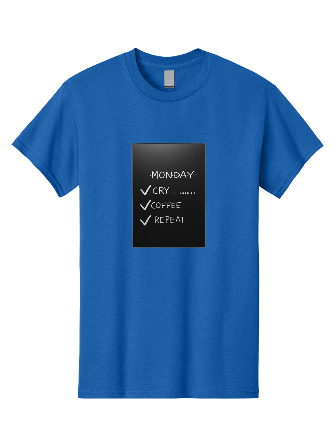 Monday-Cry-Coffee-Repeat-2 Men'S Graphic Tee, 100% Cotton, Comfortable Casual Summer Wear, Machine Washable, Humorous Quote, Monday Motivation, Funny Memes, Coffee Lover, Monday Blues, Motivational Quotes, Relatable Humor Bae515