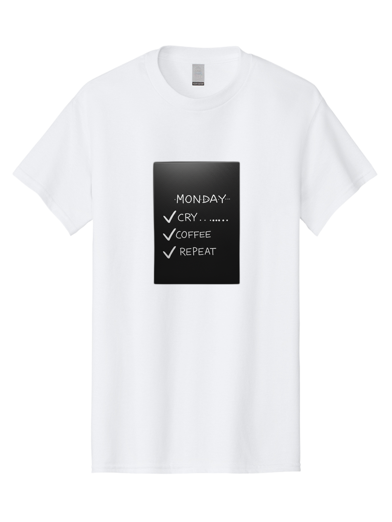 Monday-Cry-Coffee-Repeat-2 Men'S Graphic Tee, 100% Cotton, Comfortable Casual Summer Wear, Machine Washable, Humorous Quote, Monday Motivation, Funny Memes, Coffee Lover, Monday Blues, Motivational Quotes, Relatable Humor Bae515