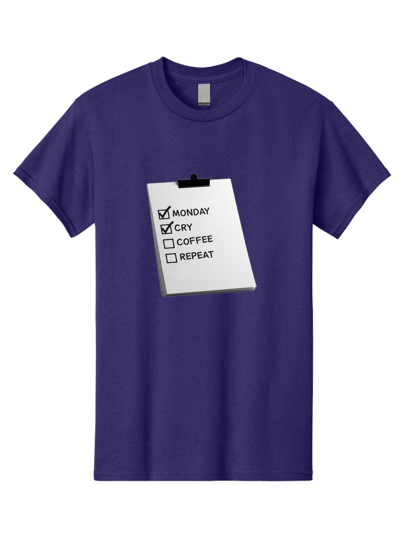 Monday-Cry-Coffee-Repeat Men'S Graphic Tee, 100% Cotton, Comfortable Casual Summer Wear, Machine Washable, To-Do List, Monday Blues, Cry, Coffee Break, Repeat Cycle, Humor, Relatable, Checklist, Productivity, Morning Routine, Motivation Bae517