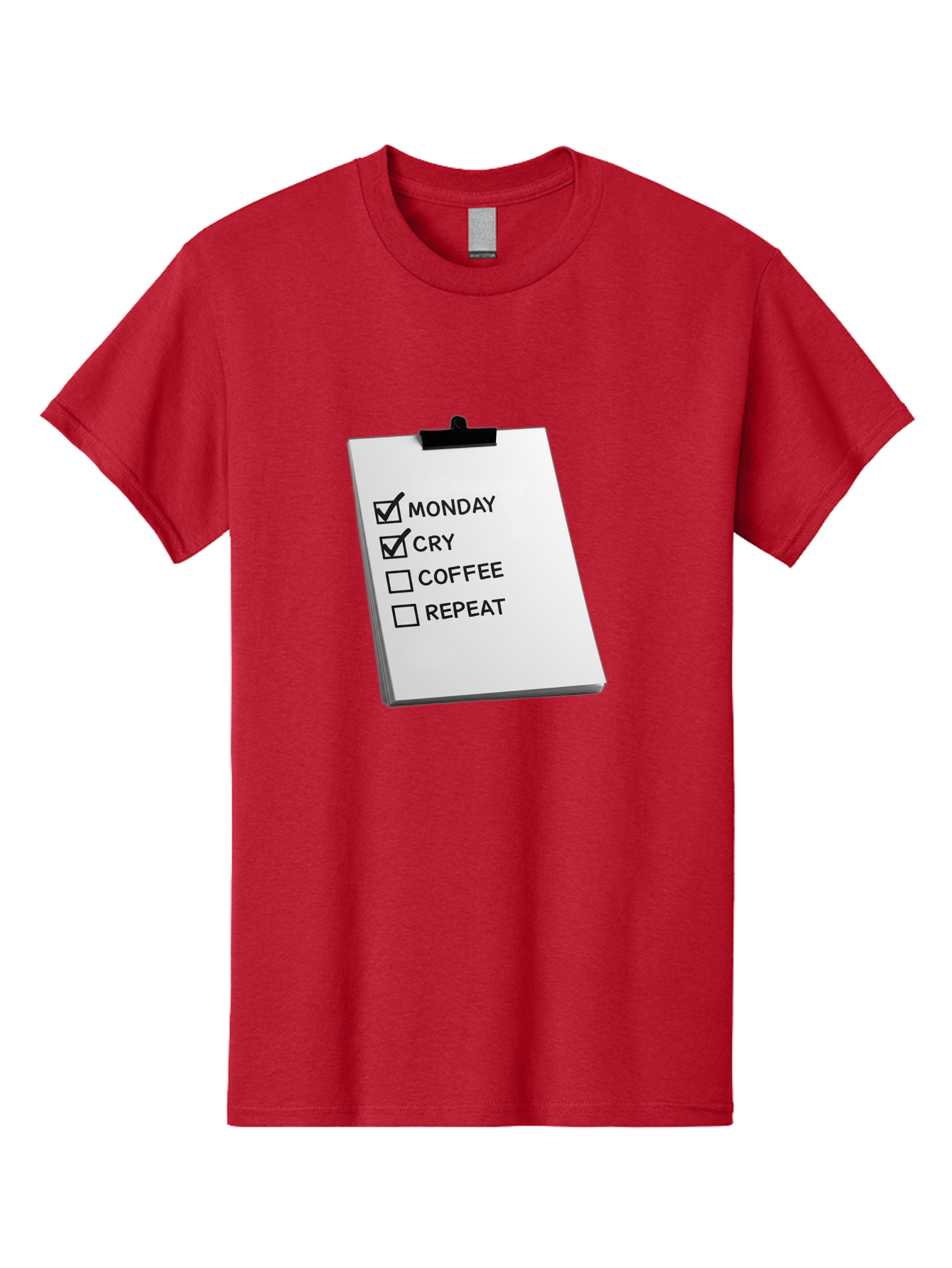 Monday-Cry-Coffee-Repeat Men'S Graphic Tee, 100% Cotton, Comfortable Casual Summer Wear, Machine Washable, To-Do List, Monday Blues, Cry, Coffee Break, Repeat Cycle, Humor, Relatable, Checklist, Productivity, Morning Routine, Motivation Bae517