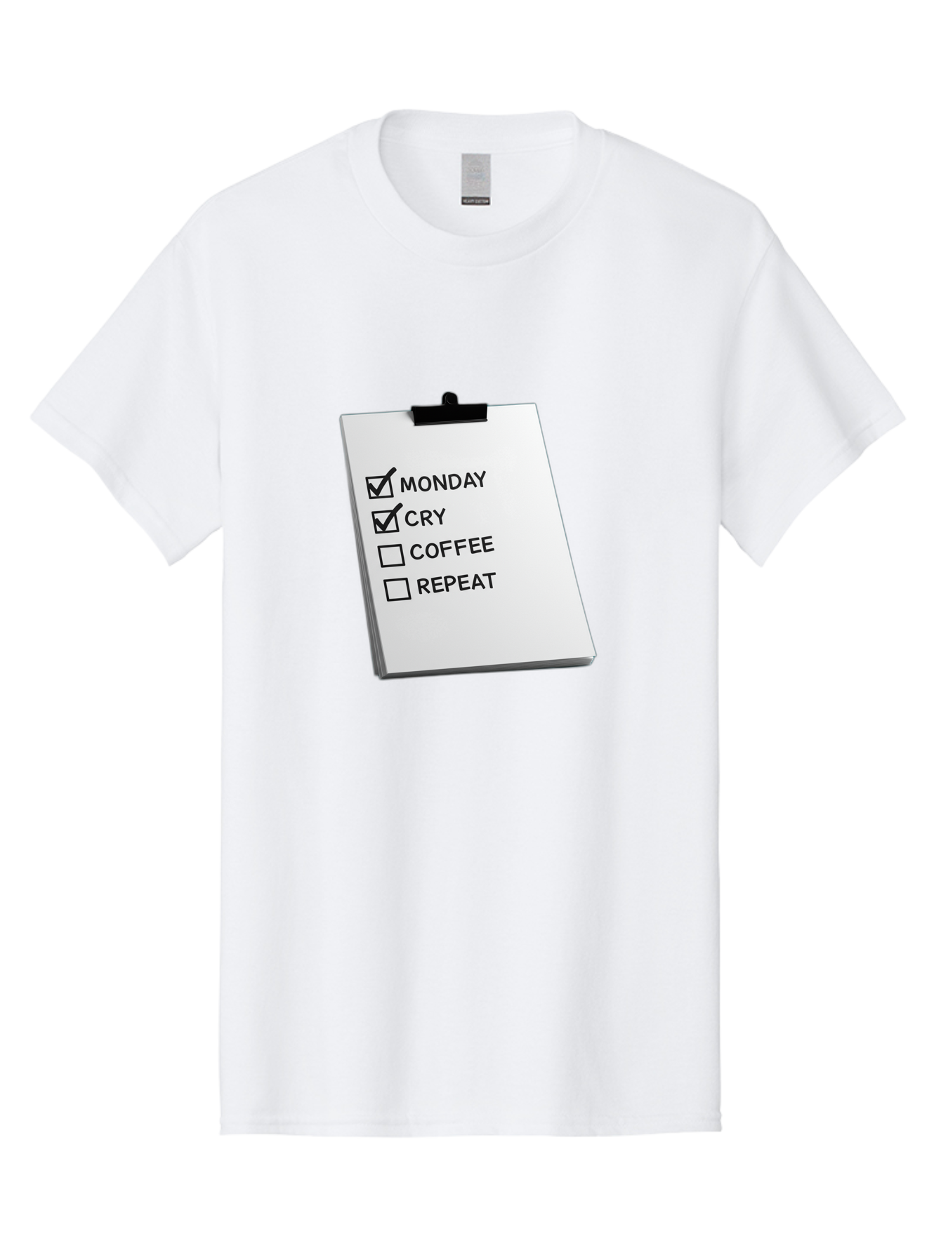 Monday-Cry-Coffee-Repeat Men'S Graphic Tee, 100% Cotton, Comfortable Casual Summer Wear, Machine Washable, To-Do List, Monday Blues, Cry, Coffee Break, Repeat Cycle, Humor, Relatable, Checklist, Productivity, Morning Routine, Motivation Bae517