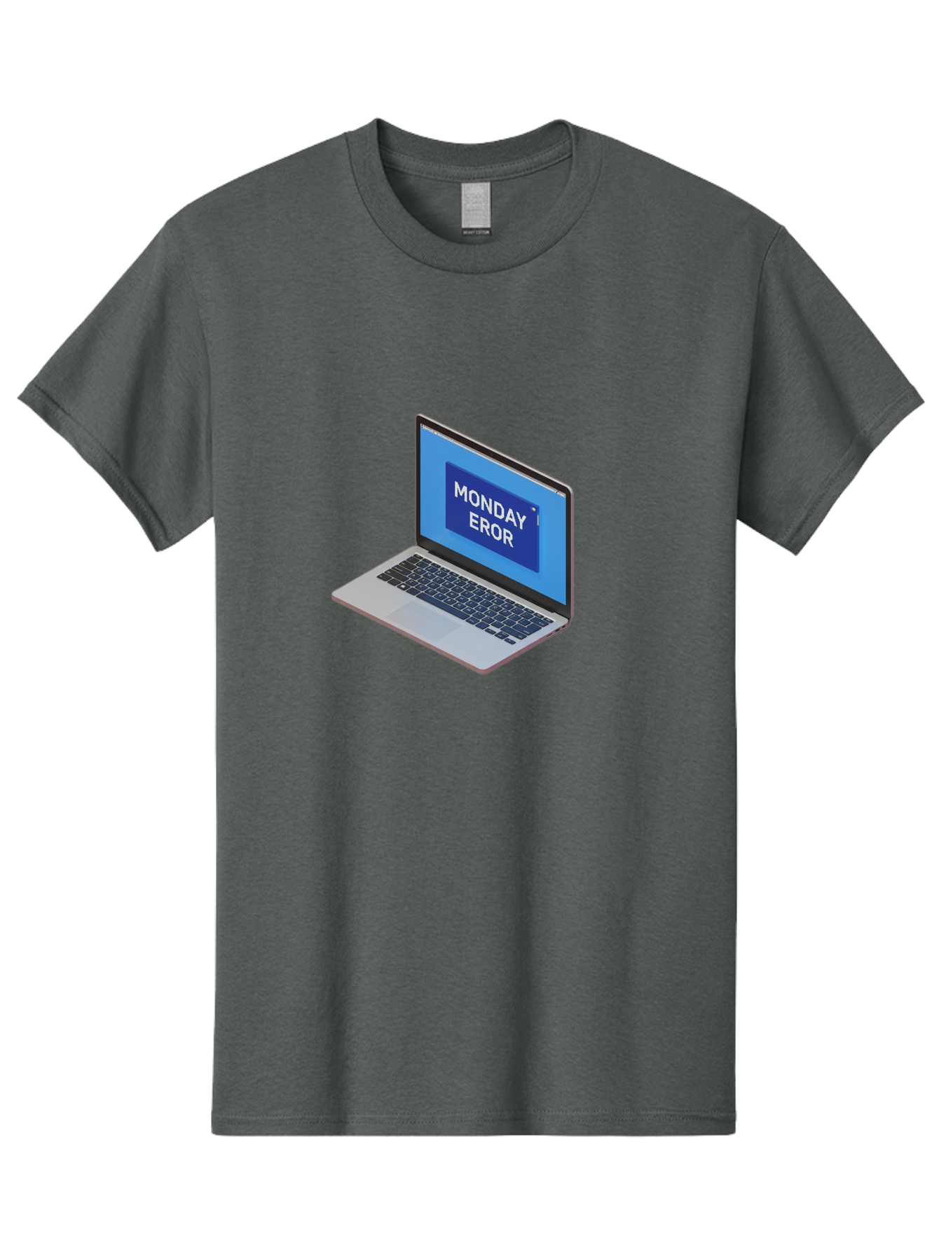 Monday-Eror Men'S Graphic Tee, 100% Cotton, Comfortable Casual Summer Wear, Machine Washable, Laptop Screen Displaying Monday Eror, Error Message, System Failure, Humorously Misspelled, Blue Screen, White Text, Cartoonish Style, Tech Glitch Bae518