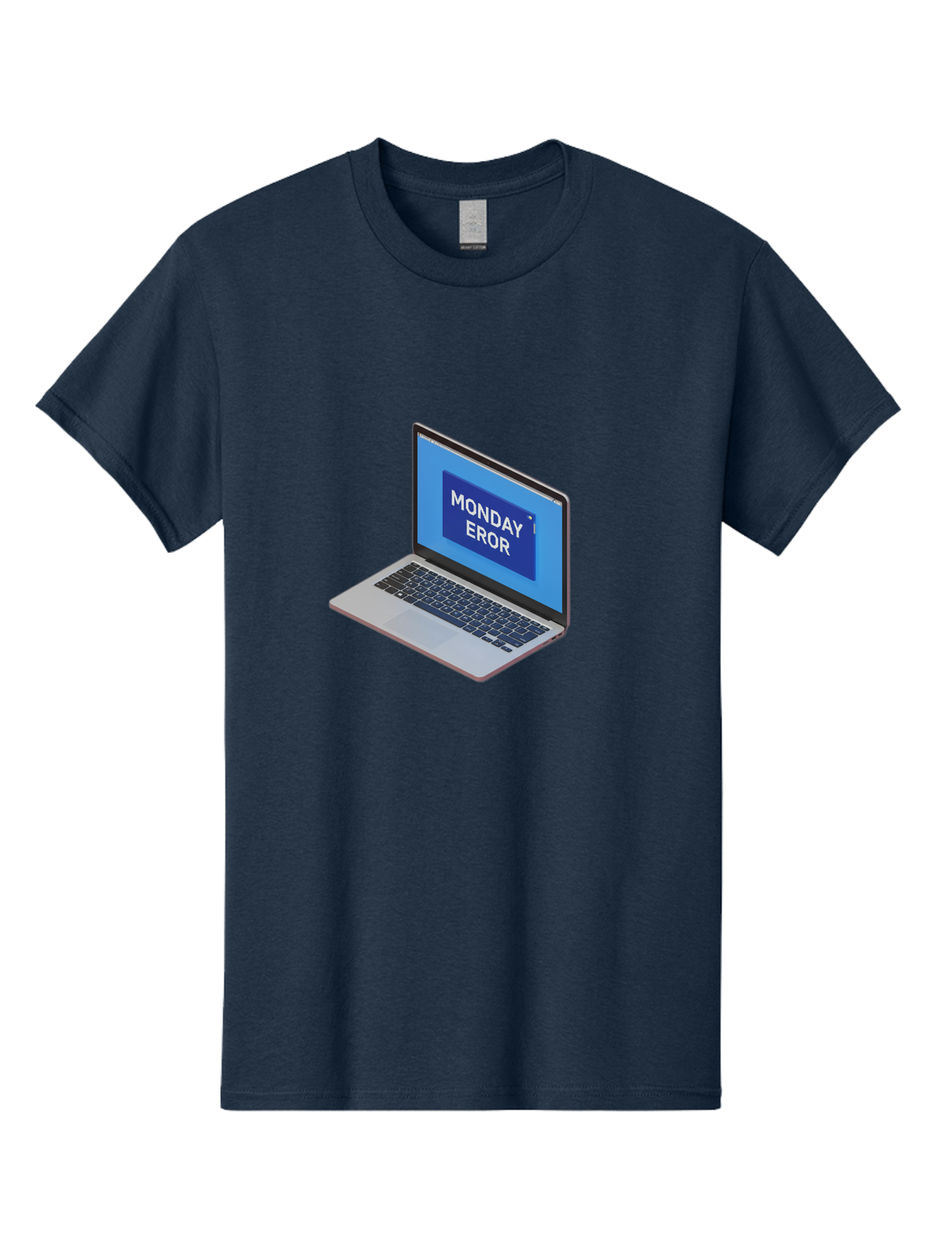 Monday-Eror Men'S Graphic Tee, 100% Cotton, Comfortable Casual Summer Wear, Machine Washable, Laptop Screen Displaying Monday Eror, Error Message, System Failure, Humorously Misspelled, Blue Screen, White Text, Cartoonish Style, Tech Glitch Bae518