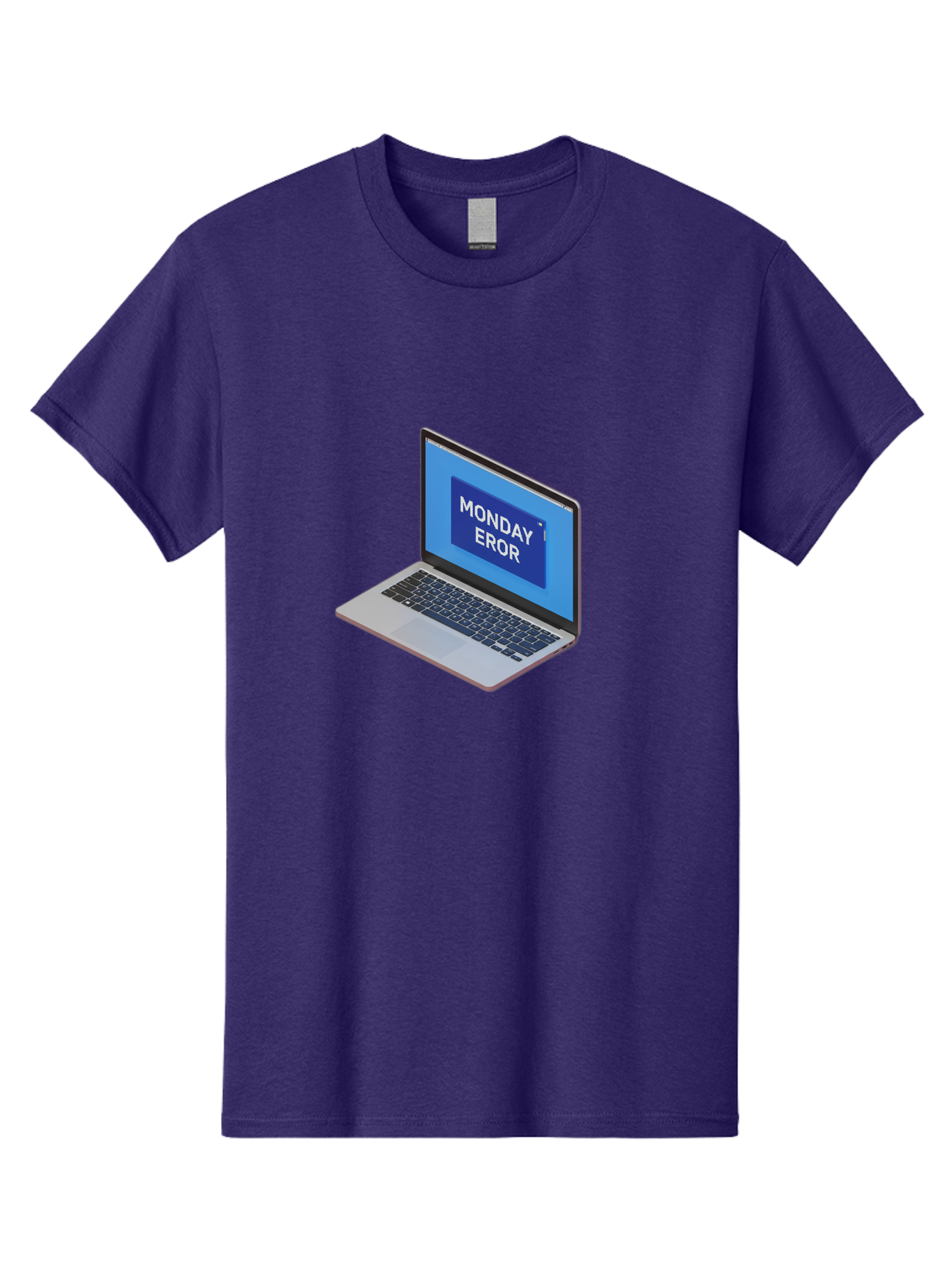Monday-Eror Men'S Graphic Tee, 100% Cotton, Comfortable Casual Summer Wear, Machine Washable, Laptop Screen Displaying Monday Eror, Error Message, System Failure, Humorously Misspelled, Blue Screen, White Text, Cartoonish Style, Tech Glitch Bae518