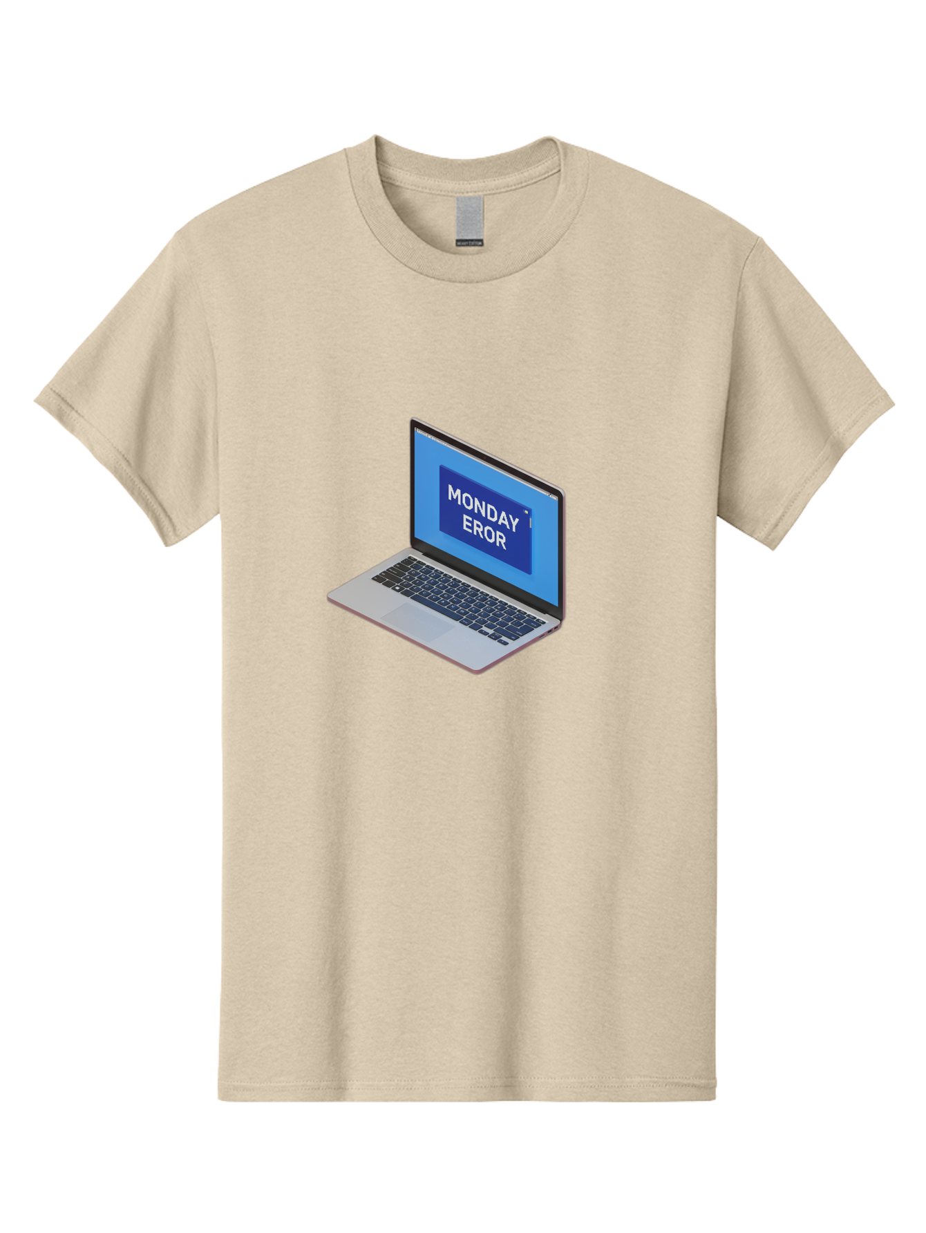 Monday-Eror Men'S Graphic Tee, 100% Cotton, Comfortable Casual Summer Wear, Machine Washable, Laptop Screen Displaying Monday Eror, Error Message, System Failure, Humorously Misspelled, Blue Screen, White Text, Cartoonish Style, Tech Glitch Bae518