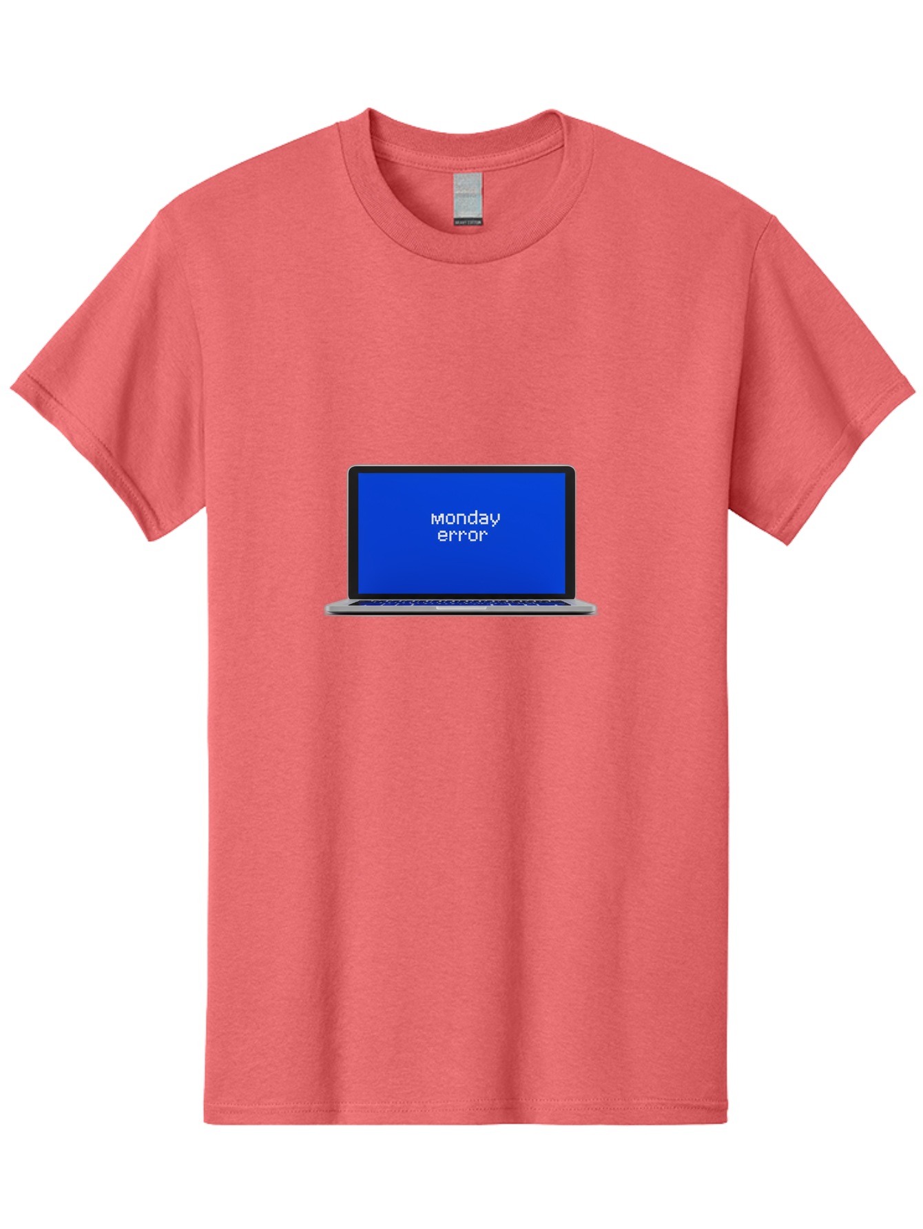 Monday-Error-1 Men'S Graphic Tee, 100% Cotton, Comfortable Casual Summer Wear, Machine Washable, Laptop Screen, Error Message, Blue Screen, Monday Blues, Technical Issue, Computer Problem, Glitch, System Failure Bae519