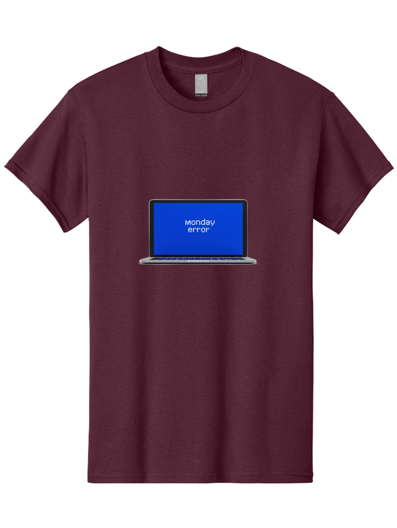 Monday-Error-1 Men'S Graphic Tee, 100% Cotton, Comfortable Casual Summer Wear, Machine Washable, Laptop Screen, Error Message, Blue Screen, Monday Blues, Technical Issue, Computer Problem, Glitch, System Failure Bae519