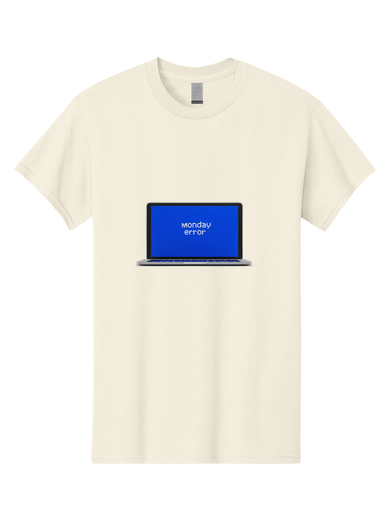 Monday-Error-1 Men'S Graphic Tee, 100% Cotton, Comfortable Casual Summer Wear, Machine Washable, Laptop Screen, Error Message, Blue Screen, Monday Blues, Technical Issue, Computer Problem, Glitch, System Failure Bae519
