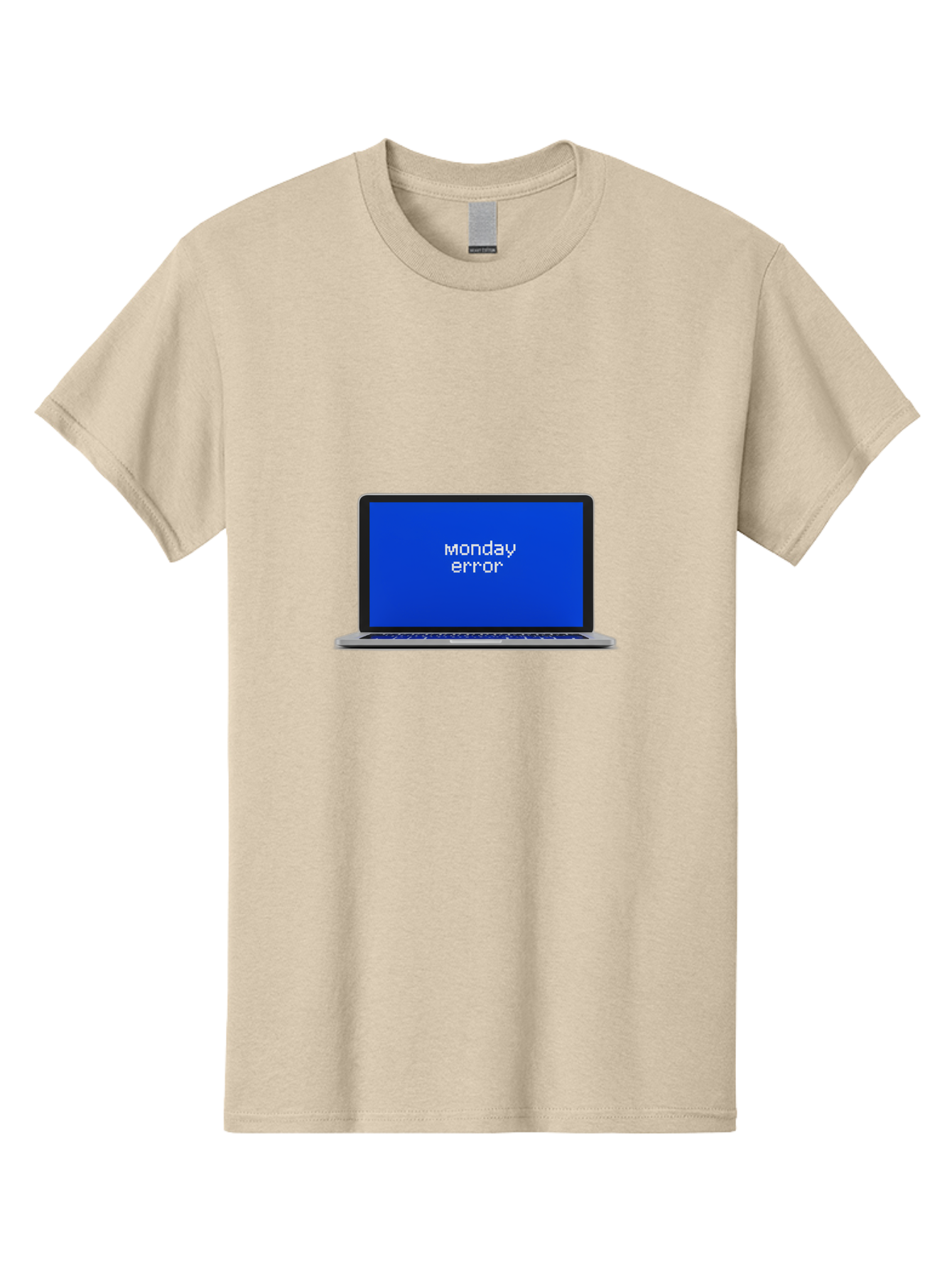 Monday-Error-1 Men'S Graphic Tee, 100% Cotton, Comfortable Casual Summer Wear, Machine Washable, Laptop Screen, Error Message, Blue Screen, Monday Blues, Technical Issue, Computer Problem, Glitch, System Failure Bae519