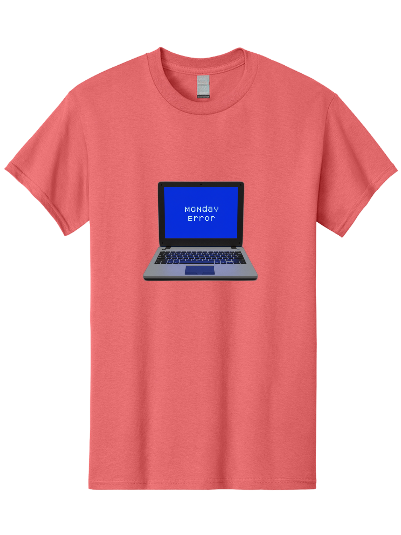 Monday-Error-2 Men'S Graphic Tee, 100% Cotton, Comfortable Casual Summer Wear, Machine Washable, Laptop With Error Message, Monday Blues, Work Stress, Computer Glitch, System Failure, Monday Morning Motivation, Productivity Issues Bae521