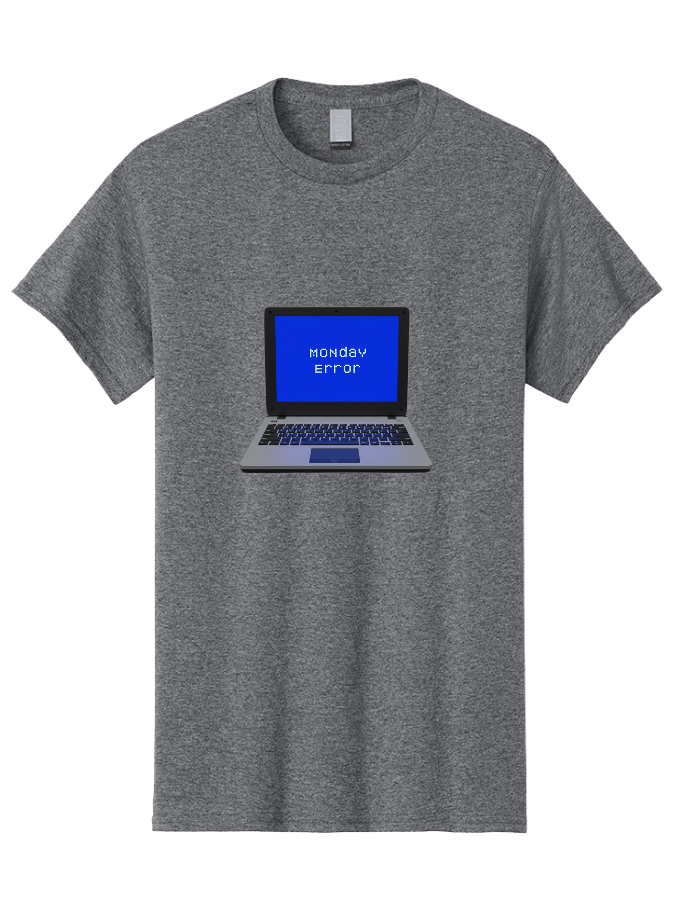 Monday-Error-2 Men'S Graphic Tee, 100% Cotton, Comfortable Casual Summer Wear, Machine Washable, Laptop With Error Message, Monday Blues, Work Stress, Computer Glitch, System Failure, Monday Morning Motivation, Productivity Issues Bae521