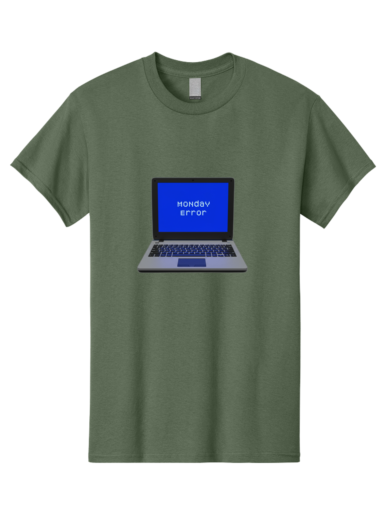 Monday-Error-2 Men'S Graphic Tee, 100% Cotton, Comfortable Casual Summer Wear, Machine Washable, Laptop With Error Message, Monday Blues, Work Stress, Computer Glitch, System Failure, Monday Morning Motivation, Productivity Issues Bae521
