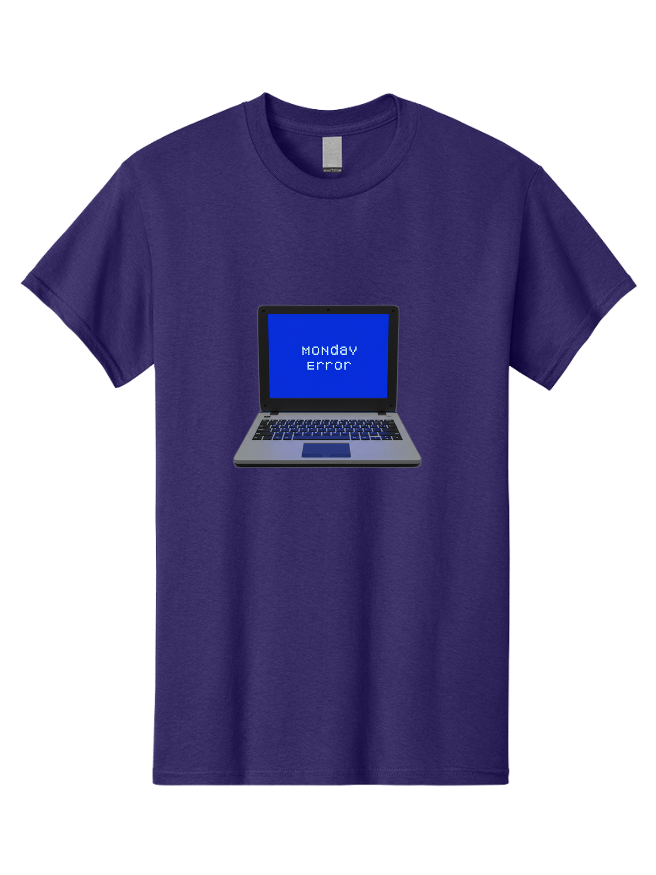 Monday-Error-2 Men'S Graphic Tee, 100% Cotton, Comfortable Casual Summer Wear, Machine Washable, Laptop With Error Message, Monday Blues, Work Stress, Computer Glitch, System Failure, Monday Morning Motivation, Productivity Issues Bae521