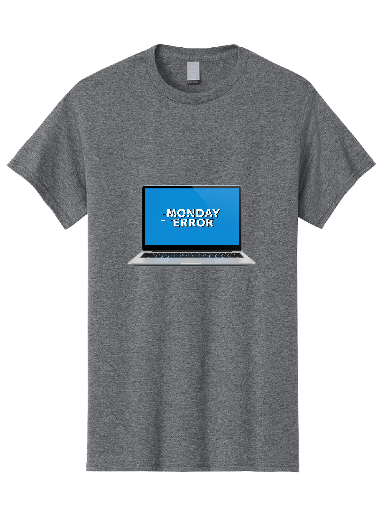Monday-Error-3 Men'S Graphic Tee, 100% Cotton, Comfortable Casual Summer Wear, Machine Washable, Laptop Screen, Error Message, Monday Blues, Glitchy Display, Crossed Out Text, Tech Issue, System Failure, Computer Problem Bae522