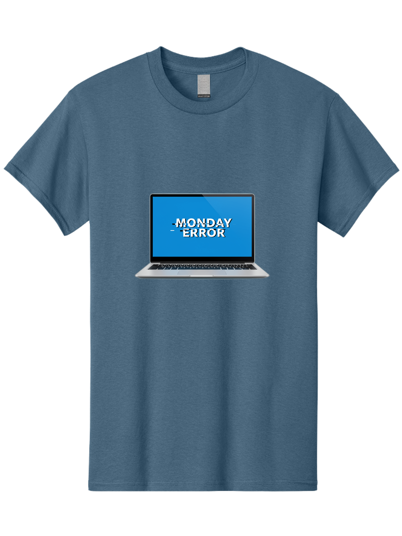 Monday-Error-3 Men'S Graphic Tee, 100% Cotton, Comfortable Casual Summer Wear, Machine Washable, Laptop Screen, Error Message, Monday Blues, Glitchy Display, Crossed Out Text, Tech Issue, System Failure, Computer Problem Bae522