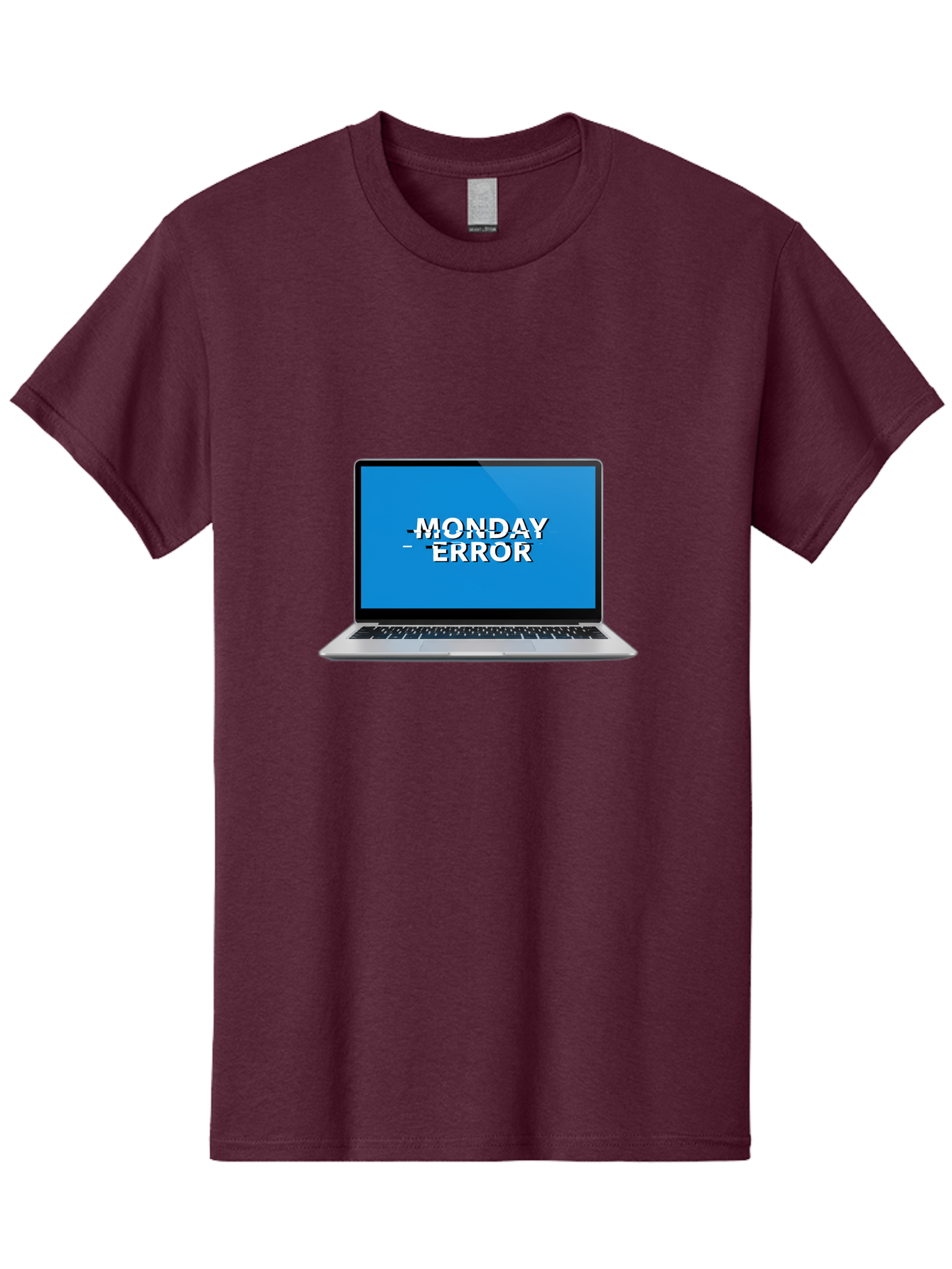 Monday-Error-3 Men'S Graphic Tee, 100% Cotton, Comfortable Casual Summer Wear, Machine Washable, Laptop Screen, Error Message, Monday Blues, Glitchy Display, Crossed Out Text, Tech Issue, System Failure, Computer Problem Bae522
