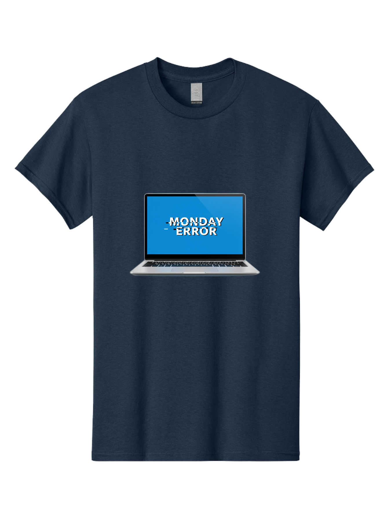 Monday-Error-3 Men'S Graphic Tee, 100% Cotton, Comfortable Casual Summer Wear, Machine Washable, Laptop Screen, Error Message, Monday Blues, Glitchy Display, Crossed Out Text, Tech Issue, System Failure, Computer Problem Bae522