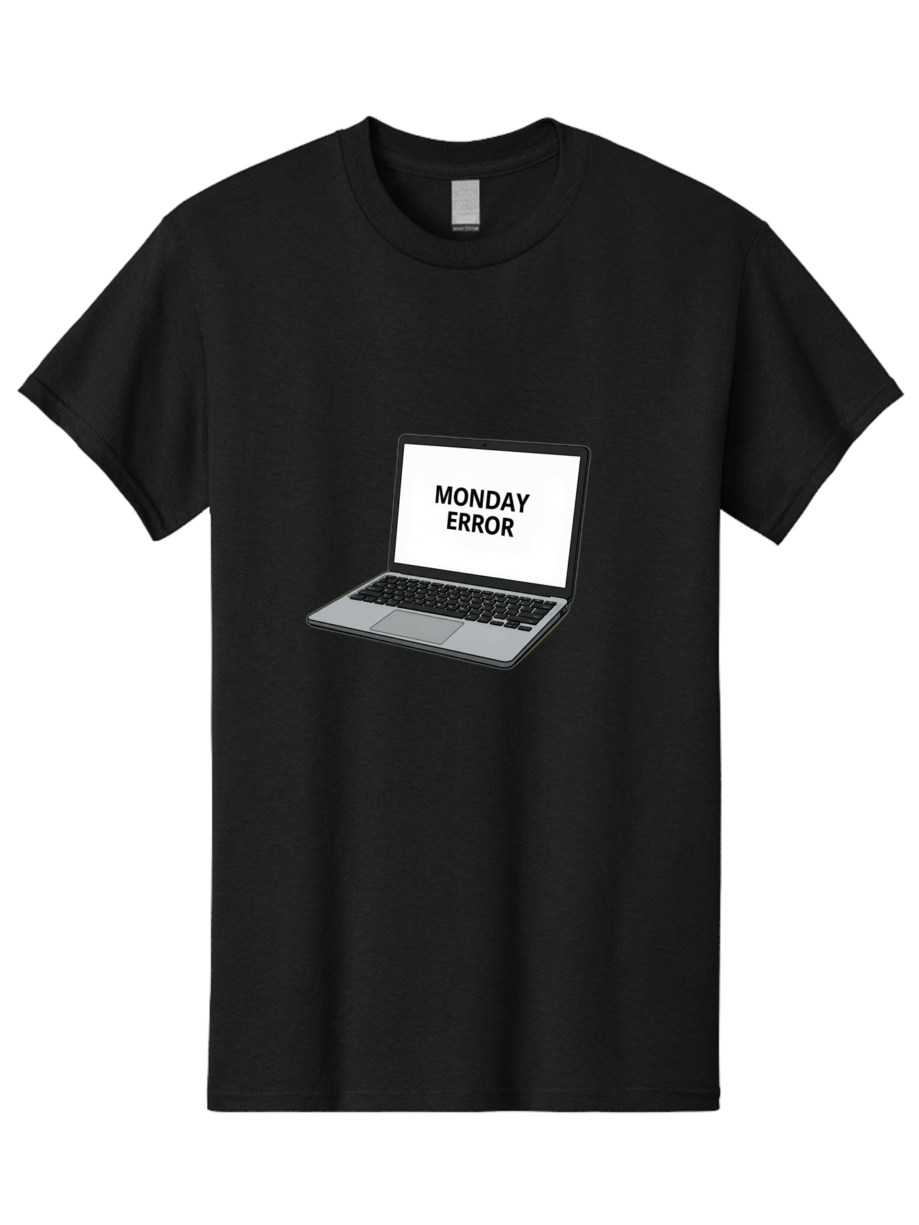 Monday-Error-4 Men'S Graphic Tee, 100% Cotton, Comfortable Casual Summer Wear, Machine Washable, Laptop Computer, Error Message, Monday Blues, Computer Screen, Keyboard, Work Technology, Monday Motivation, Productivity Issue Bae523