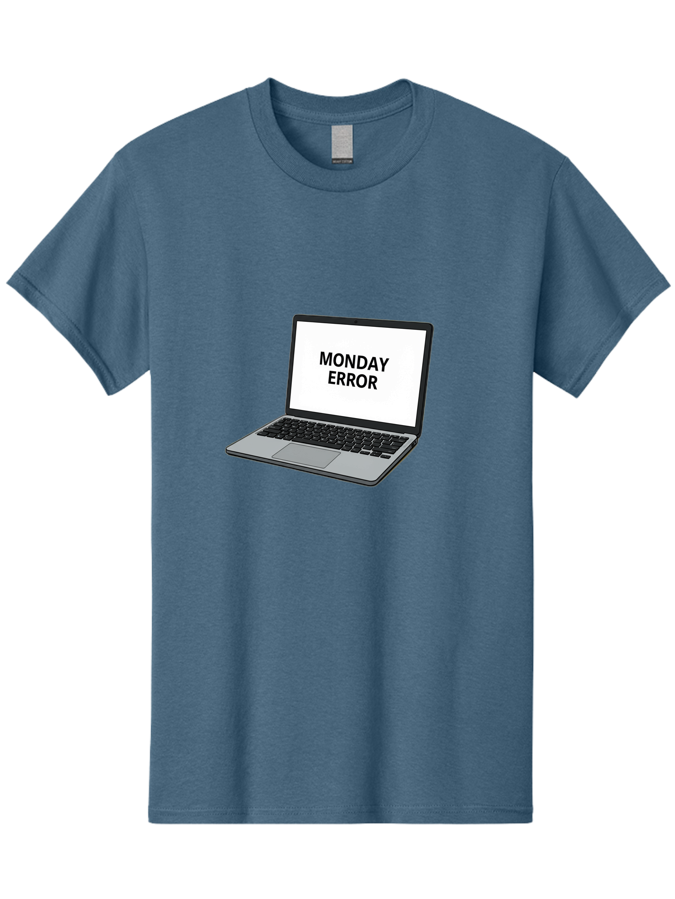 Monday-Error-4 Men'S Graphic Tee, 100% Cotton, Comfortable Casual Summer Wear, Machine Washable, Laptop Computer, Error Message, Monday Blues, Computer Screen, Keyboard, Work Technology, Monday Motivation, Productivity Issue Bae523