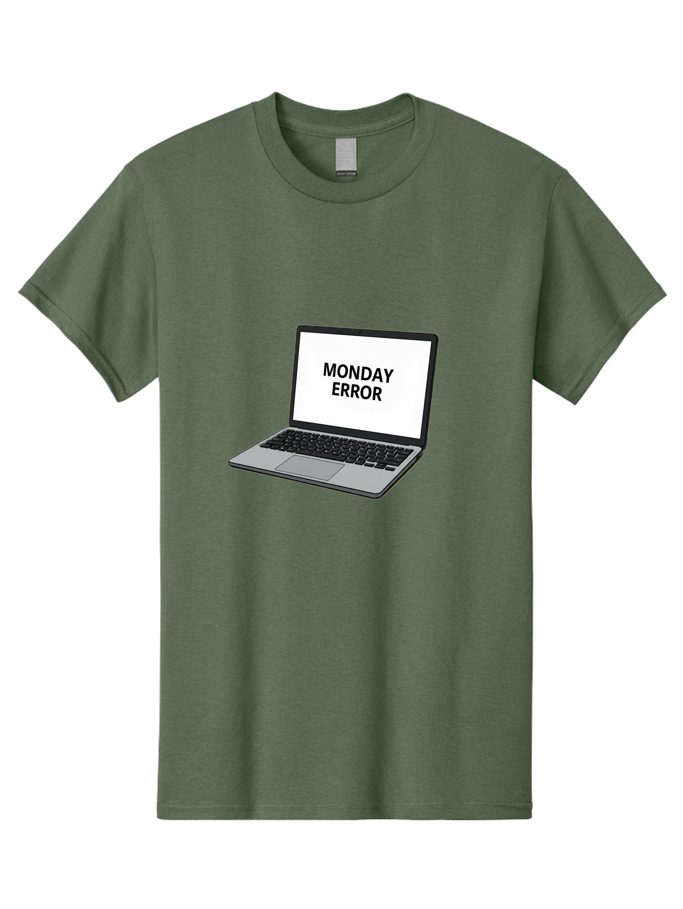 Monday-Error-4 Men'S Graphic Tee, 100% Cotton, Comfortable Casual Summer Wear, Machine Washable, Laptop Computer, Error Message, Monday Blues, Computer Screen, Keyboard, Work Technology, Monday Motivation, Productivity Issue Bae523
