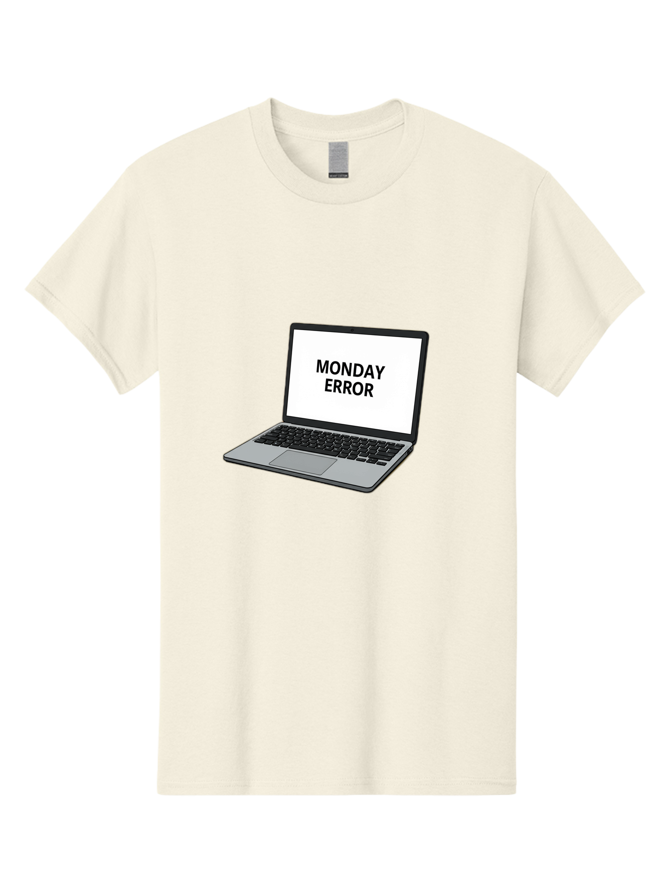 Monday-Error-4 Men'S Graphic Tee, 100% Cotton, Comfortable Casual Summer Wear, Machine Washable, Laptop Computer, Error Message, Monday Blues, Computer Screen, Keyboard, Work Technology, Monday Motivation, Productivity Issue Bae523