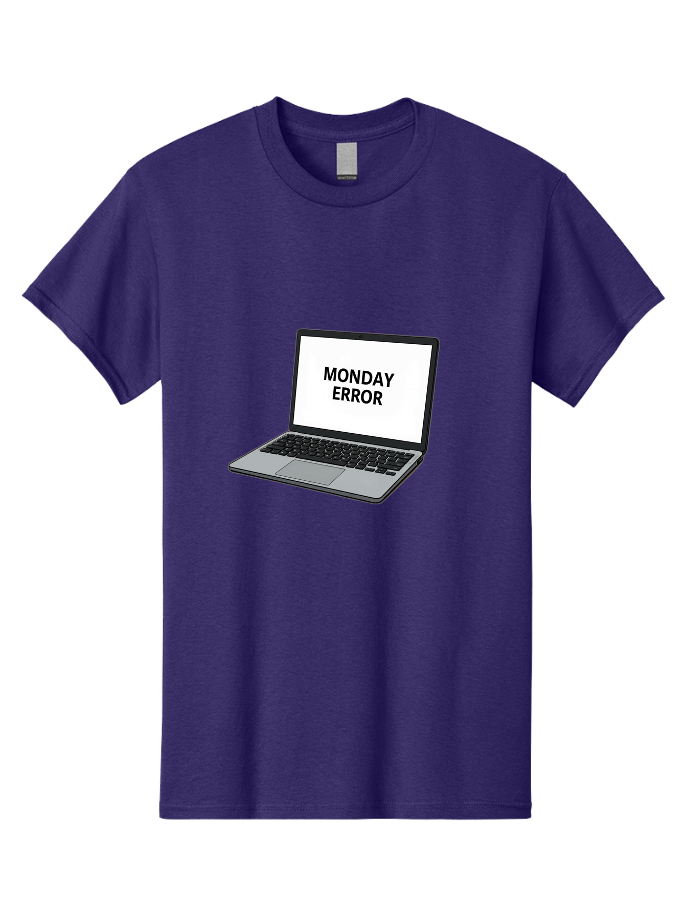 Monday-Error-4 Men'S Graphic Tee, 100% Cotton, Comfortable Casual Summer Wear, Machine Washable, Laptop Computer, Error Message, Monday Blues, Computer Screen, Keyboard, Work Technology, Monday Motivation, Productivity Issue Bae523