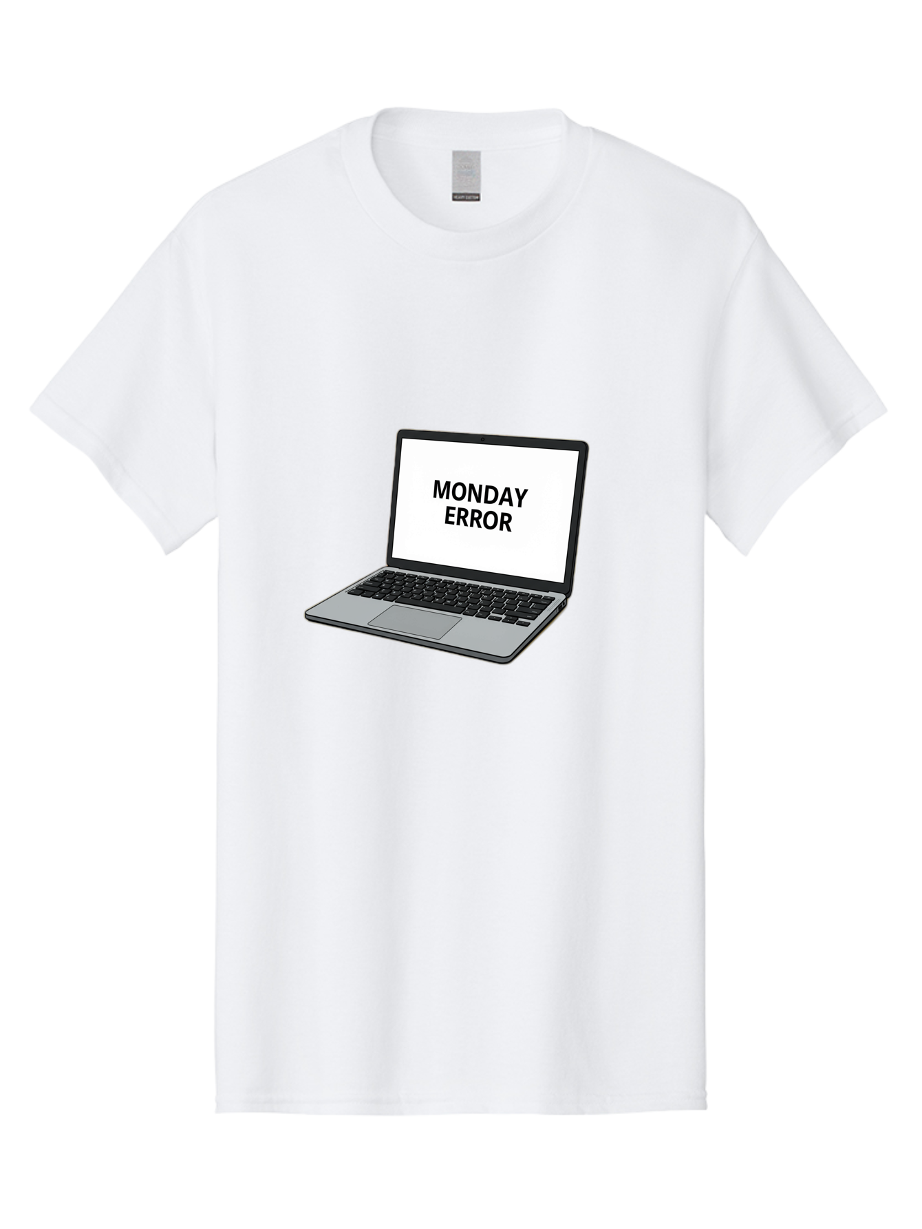 Monday-Error-4 Men'S Graphic Tee, 100% Cotton, Comfortable Casual Summer Wear, Machine Washable, Laptop Computer, Error Message, Monday Blues, Computer Screen, Keyboard, Work Technology, Monday Motivation, Productivity Issue Bae523